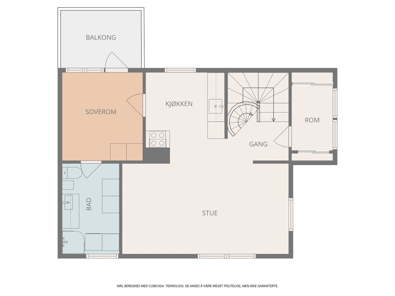 I andre etasje finner vi stue, kjøkken, bad og soverom, alt vesentlig oppgradert. Galleribilde