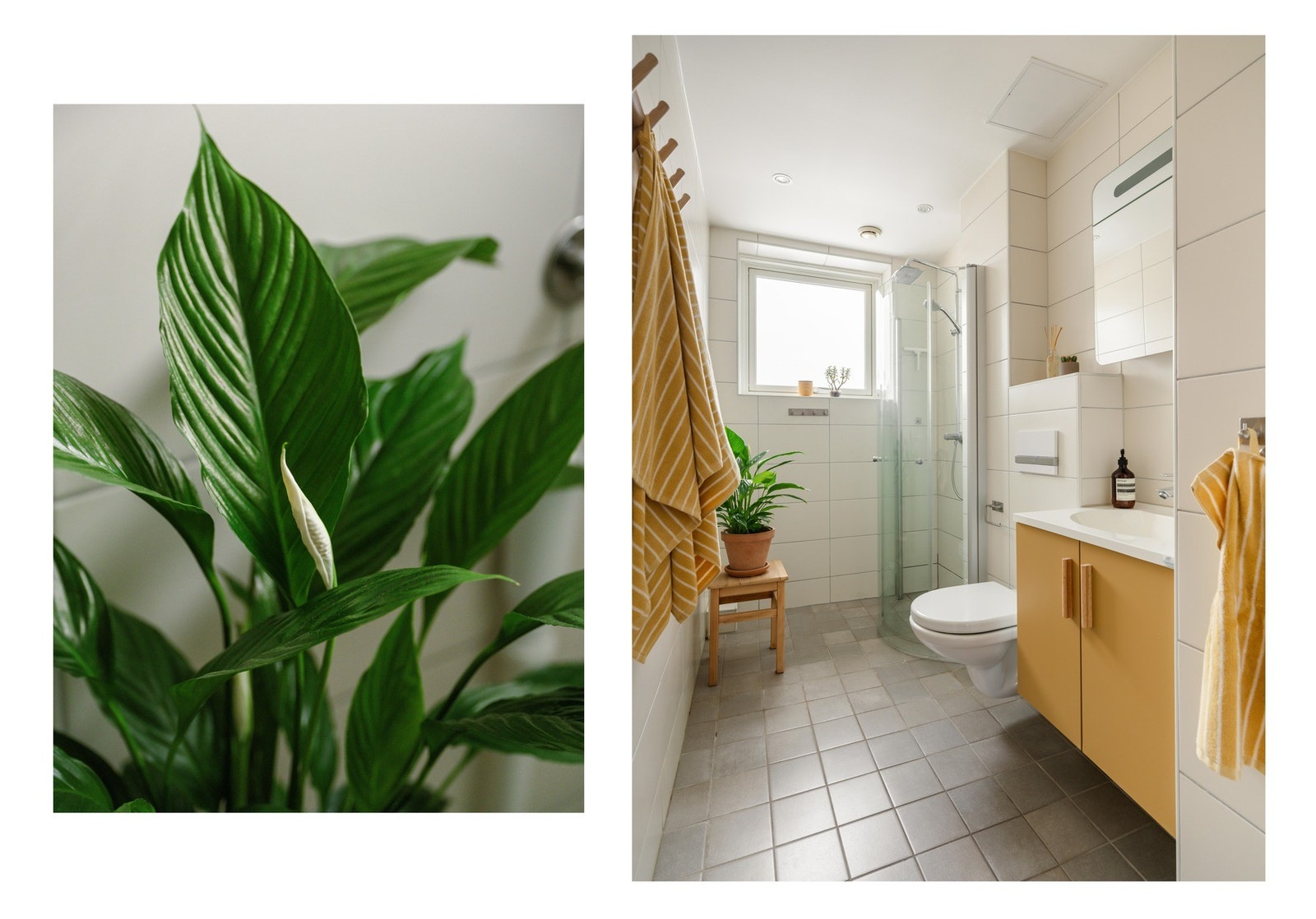 Det ble pusset opp i 2015 og består av vegghengt toalett, dusjhjørne, servantskap og opplegg til vaskemaskin. Galleribilde