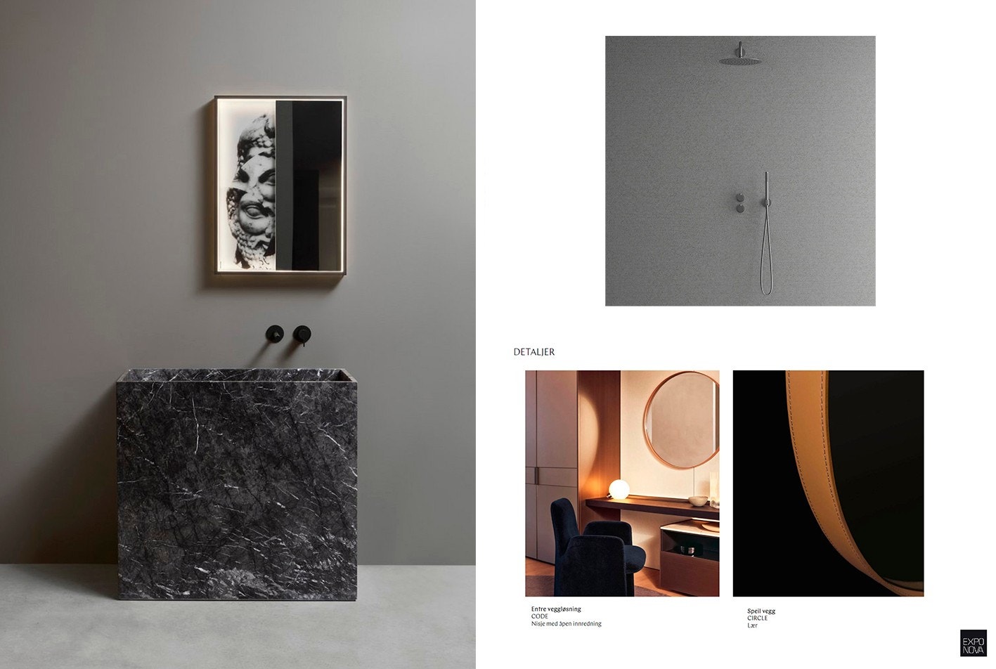 Vakker vask fra Antonio Lupi. Skreddersydde garderobeløsninger fra Poliform i hall og begge soverom. Smart lysstyring (Plejd) Galleribilde