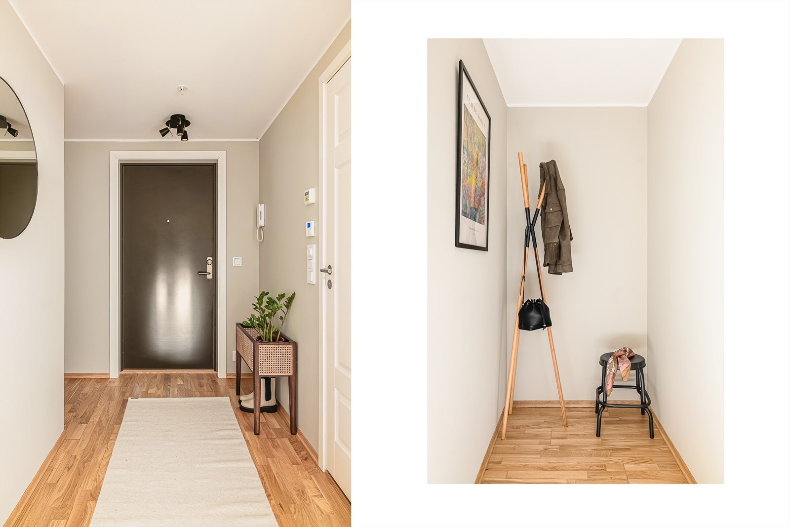 Romslig entré/gang på ca. 10,5 kvm med gode oppbevaringsmuligheter. Det er radiatorovn i gang/entré, og boligen har felles varmtvann via fjernvarmesystemet, som bidrar til forutsigbare og energieffektive løsninger. Galleribilde