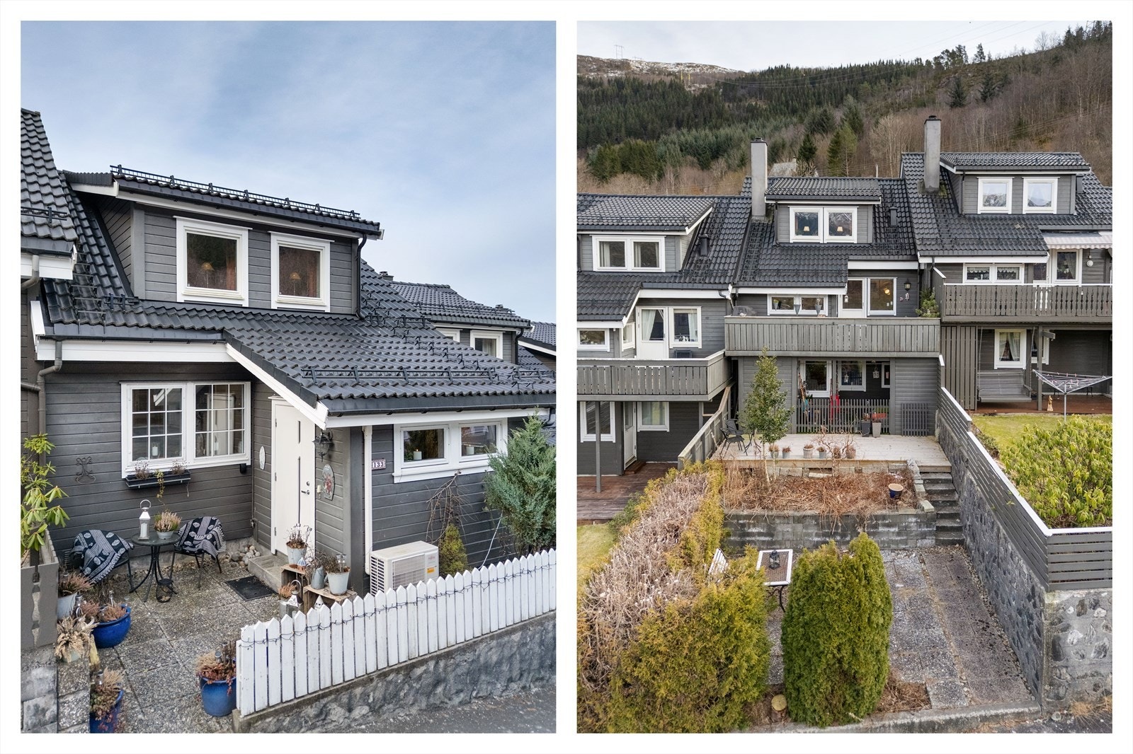 Flott utvidet rekkehus med takoppløft på begge sider, samt påbygget med ekstra vindfang Galleribilde