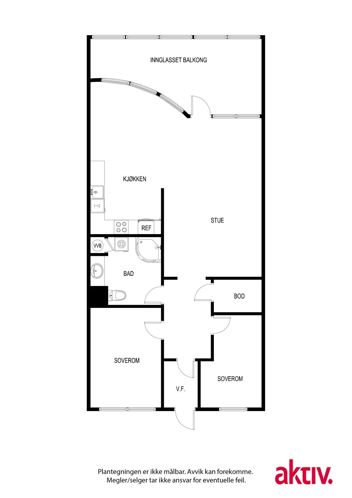 Planoversikt av leiligheten. Avvik kan forekomme. Galleribilde