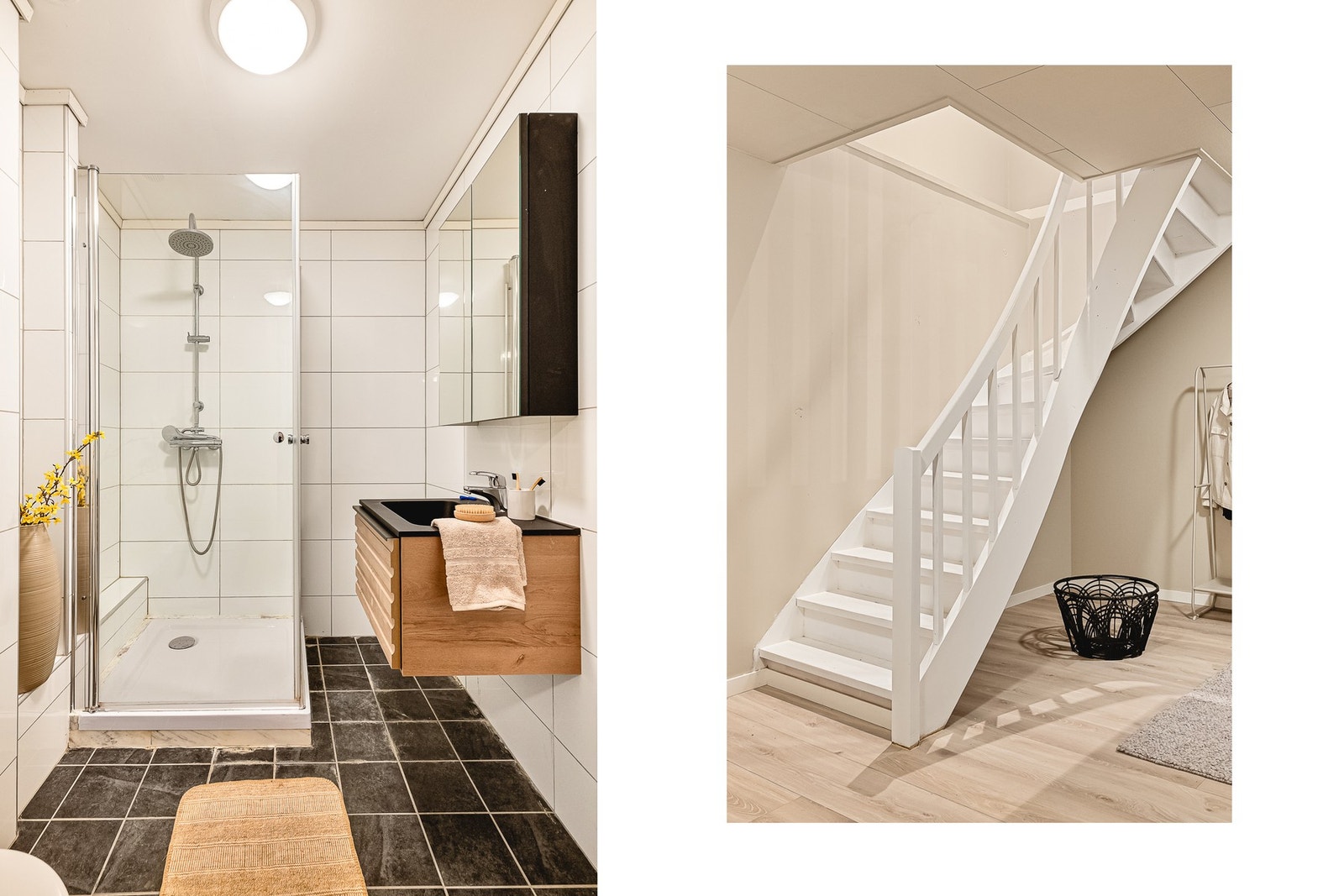 Flislagt bad me varme i gulv Galleribilde