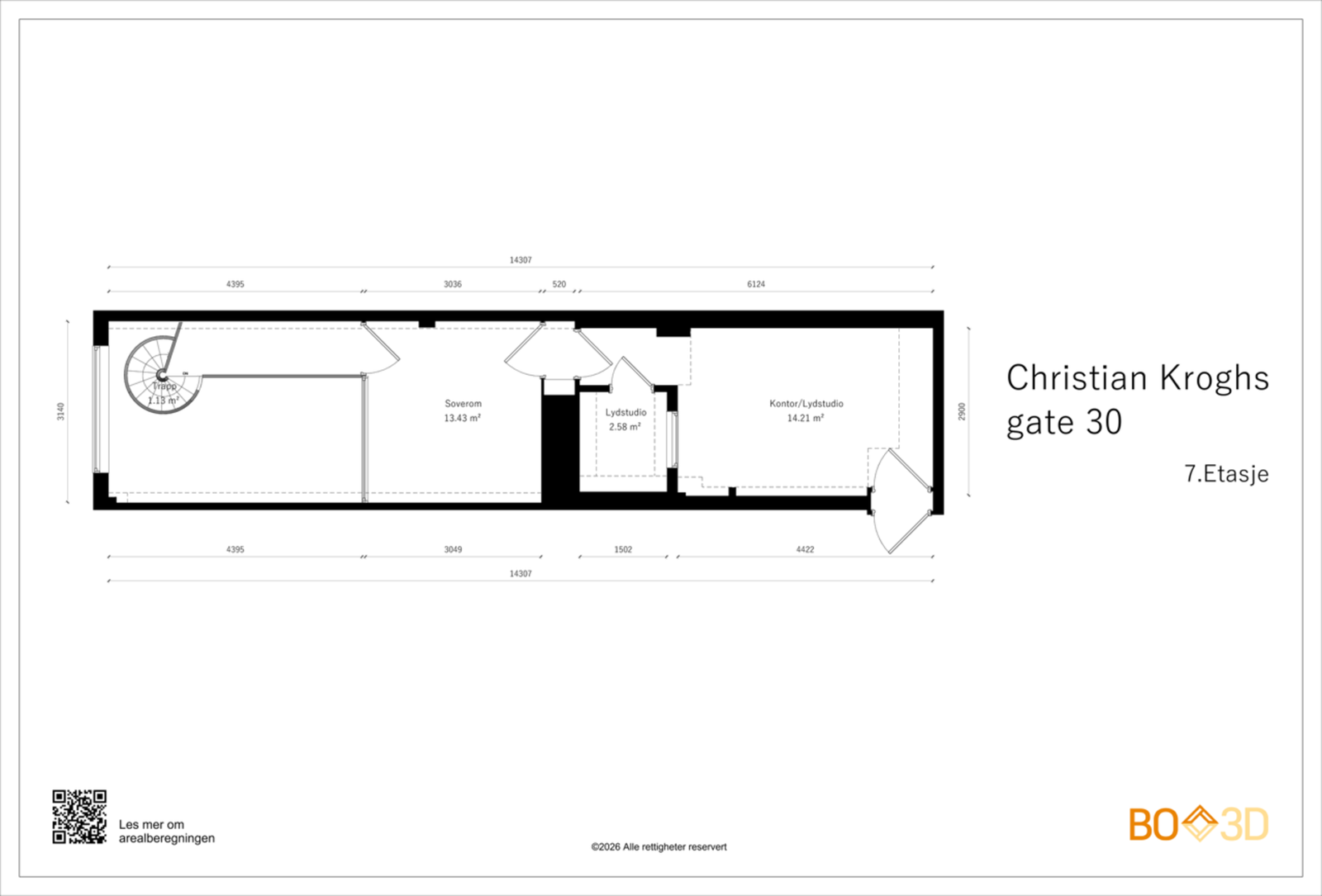 Plantegning av leilighetens 2.etasje. Galleribilde