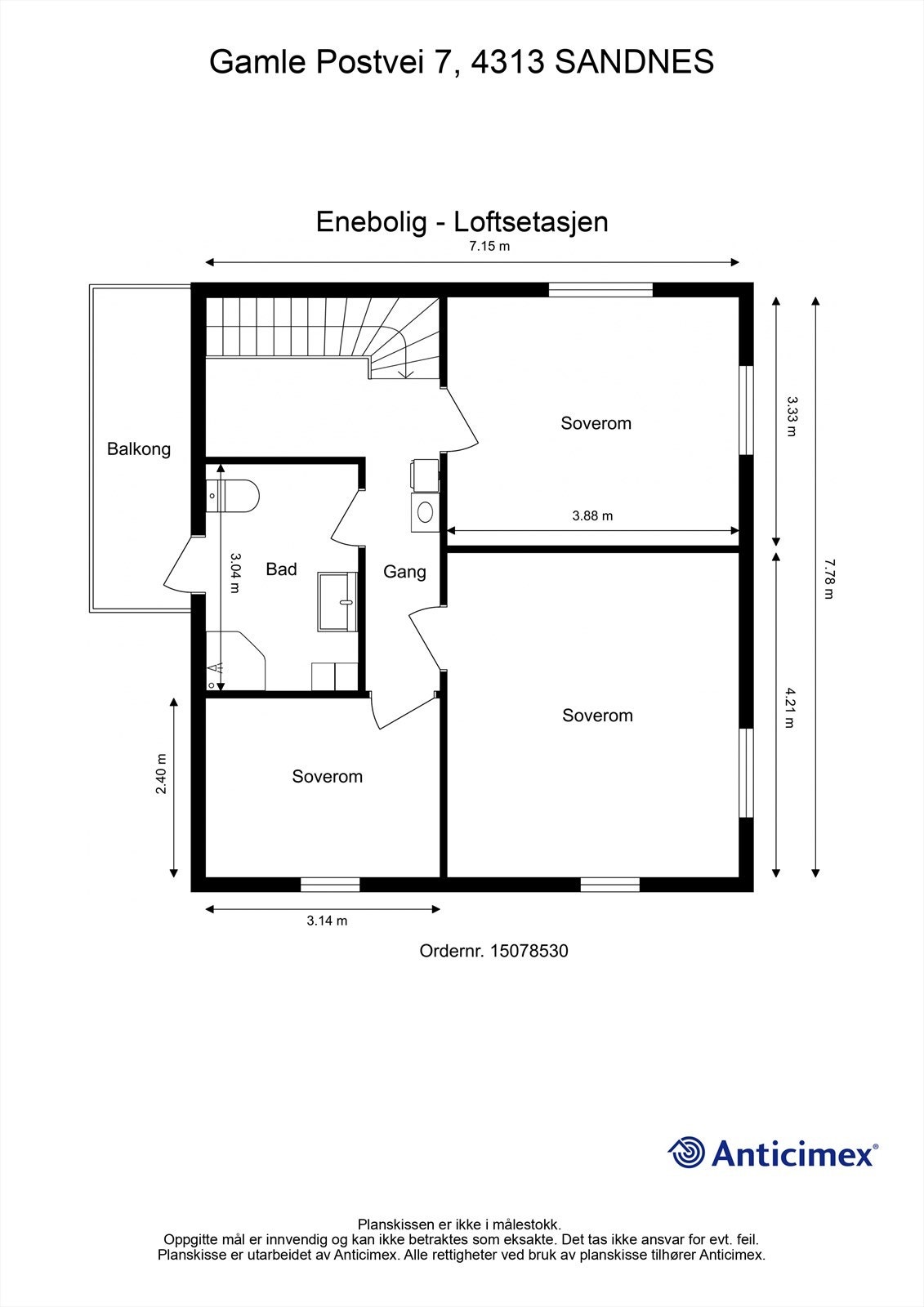 Plantegning - Loftsetasje Galleribilde