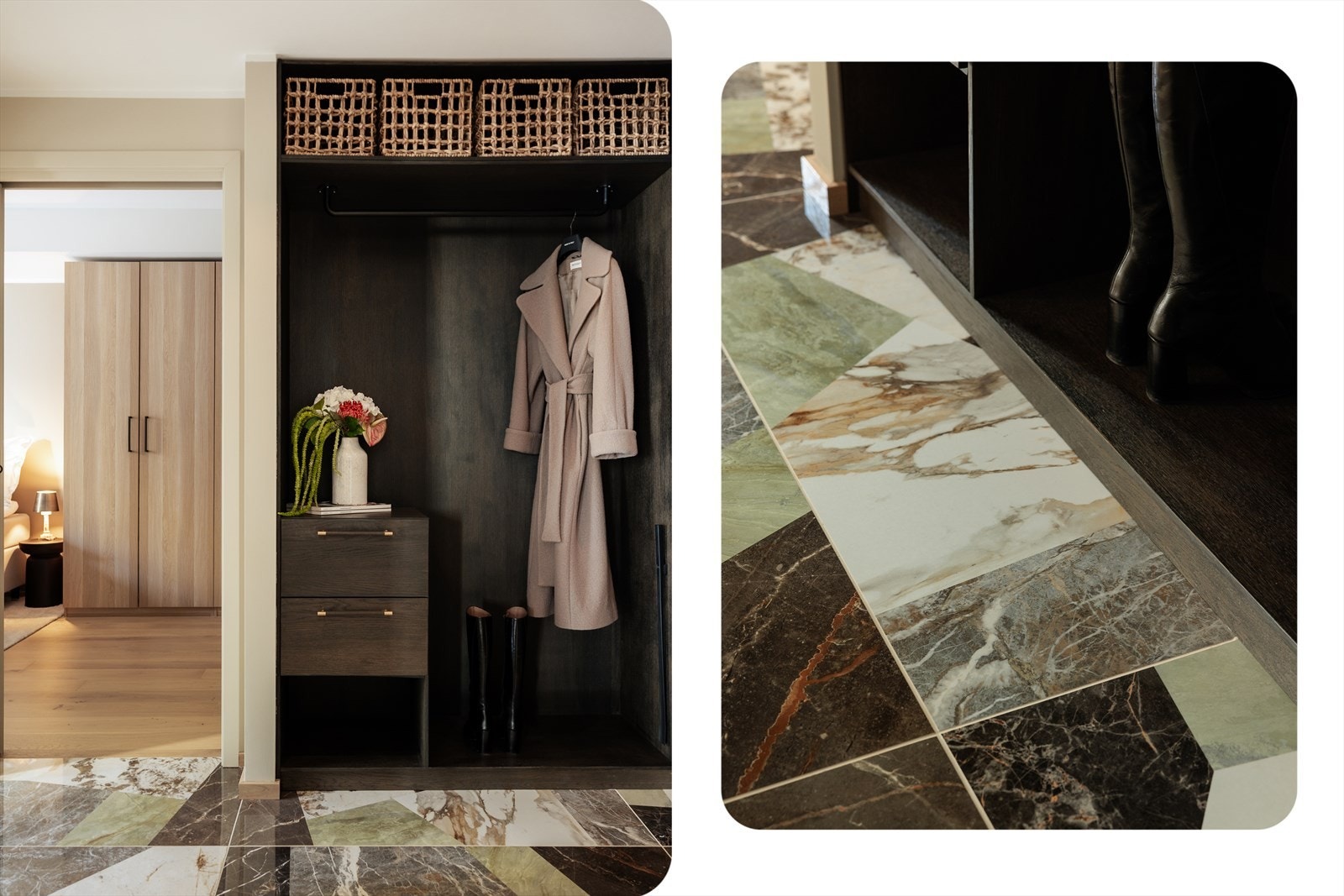 Fra entreen er det videre adkomst til alle øvrige rom i leiligheten. Galleribilde