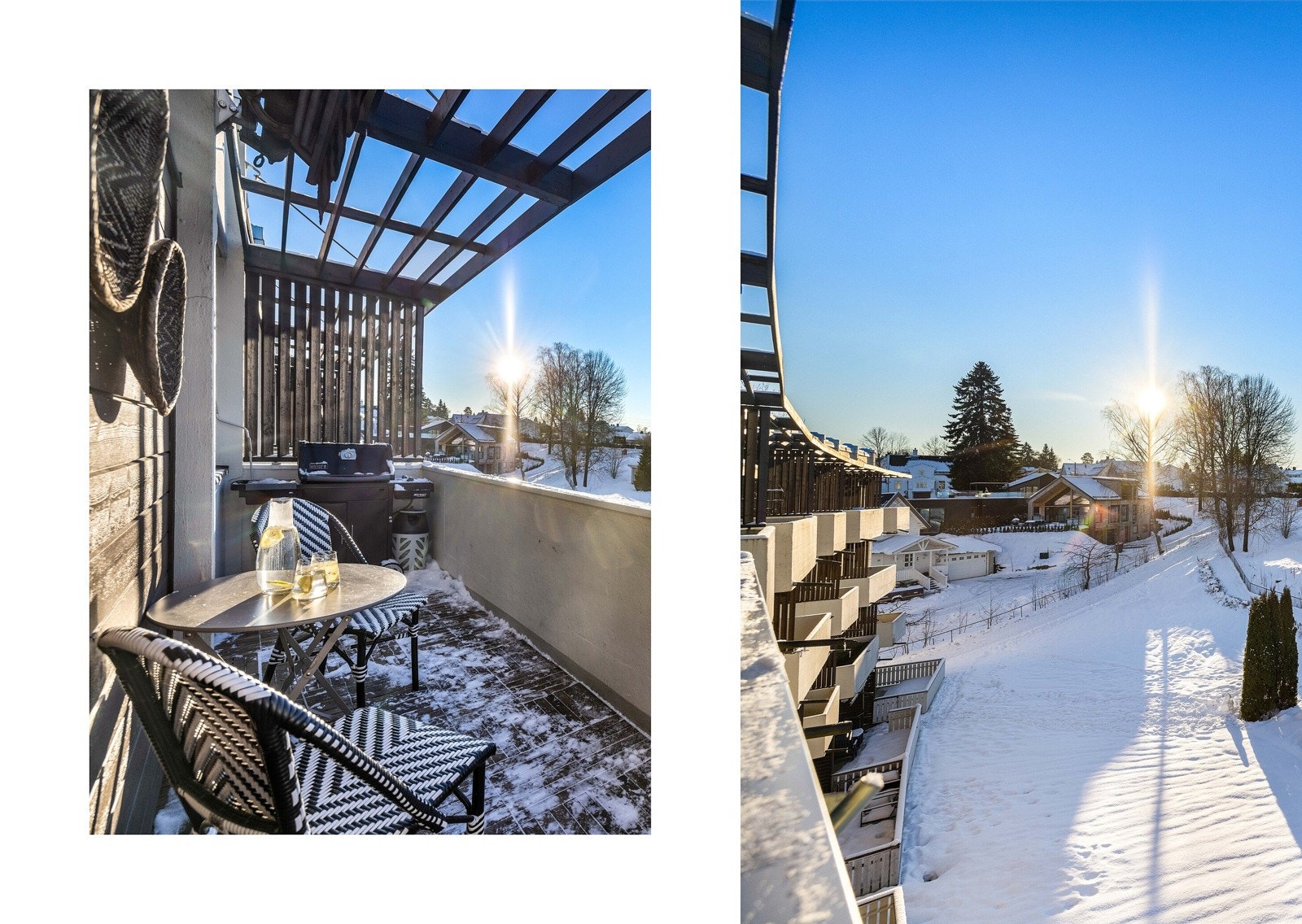 Balkong og utsikt på vinterstid. Galleribilde