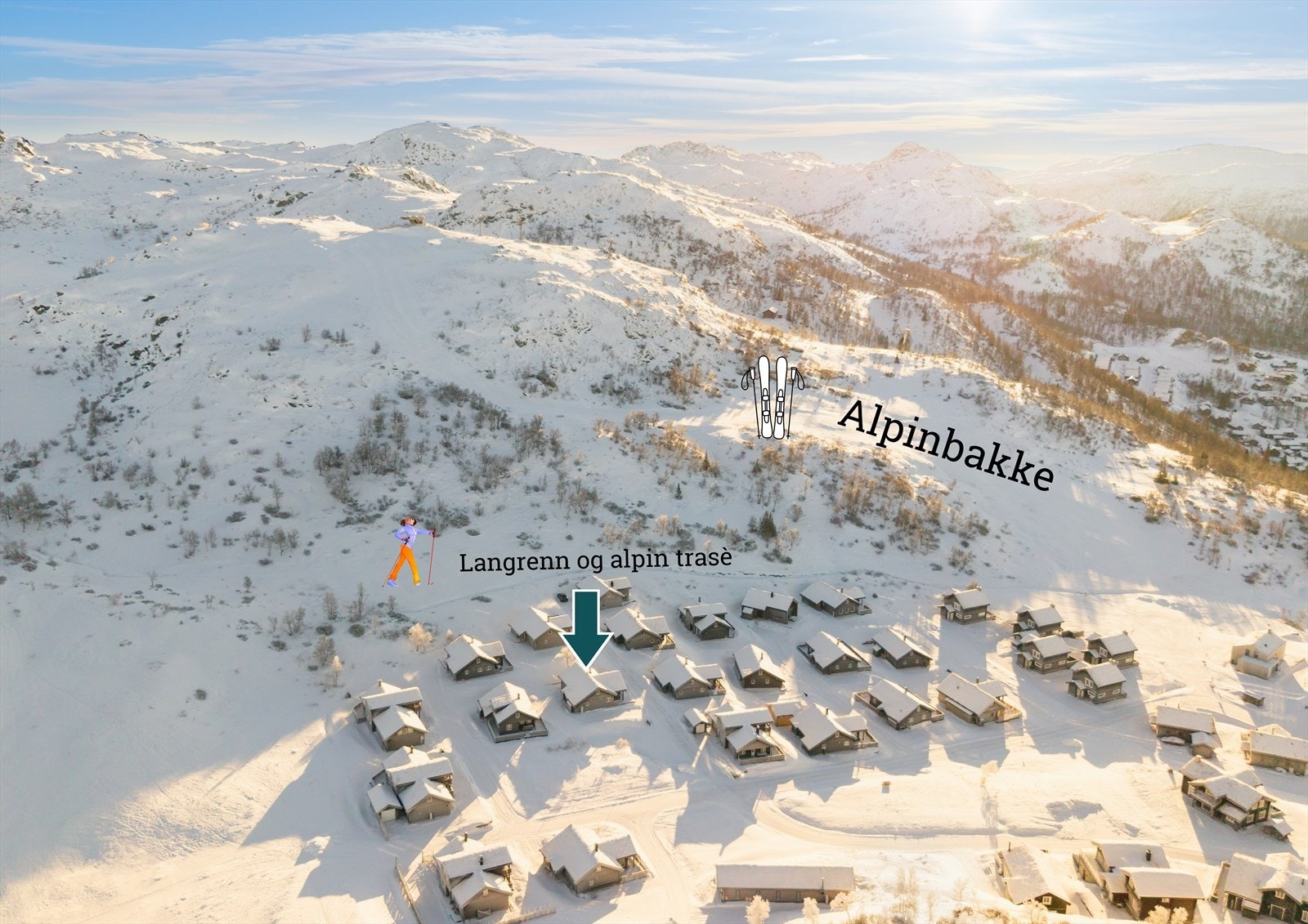 Hytta ligger ski inn/ut med flotte forhold og direkte tilgang til Silkedalen Galleribilde