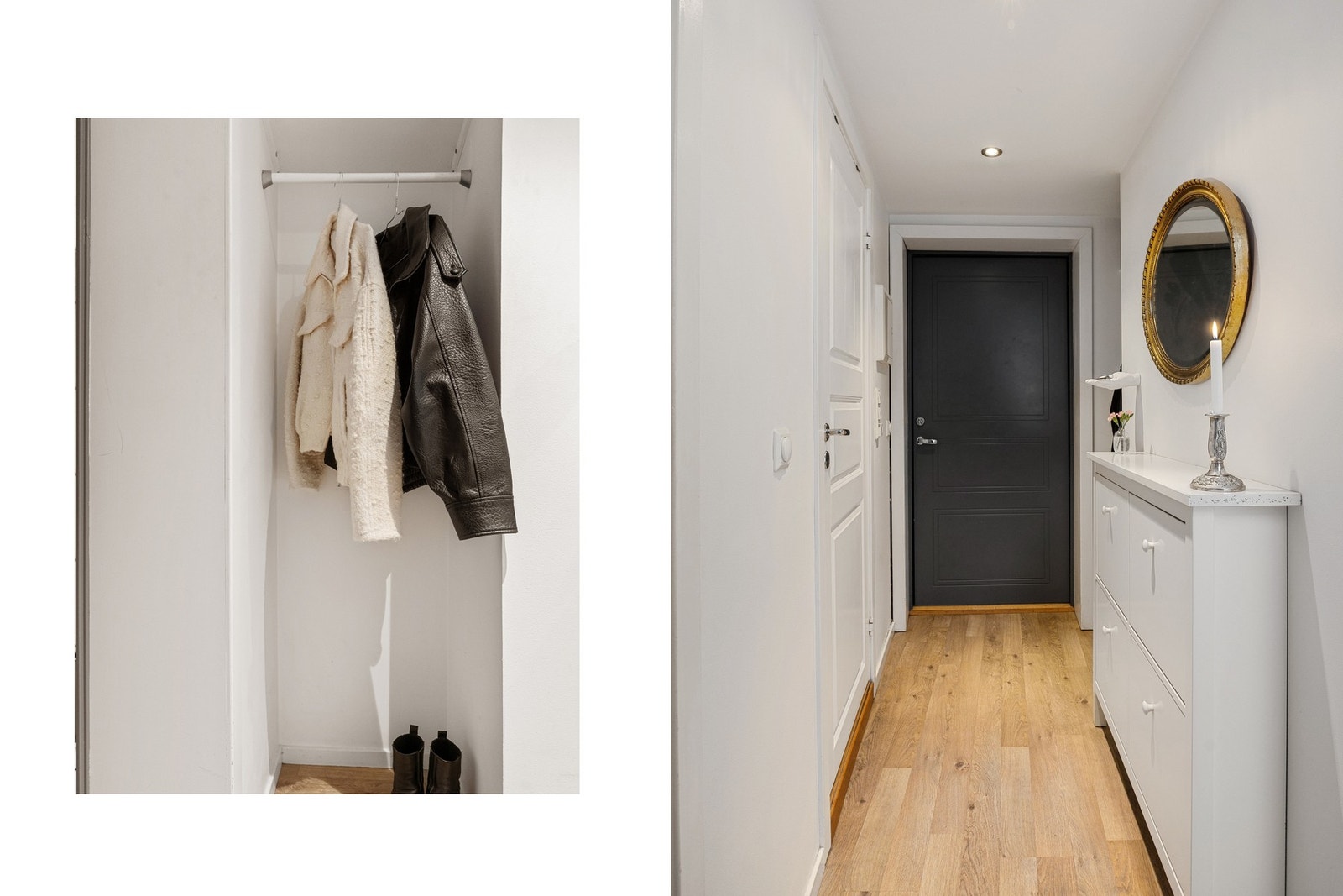 Velkommen inn! Entréen gir plass til oppbevaring av yttertøy og sko etter behov. Galleribilde