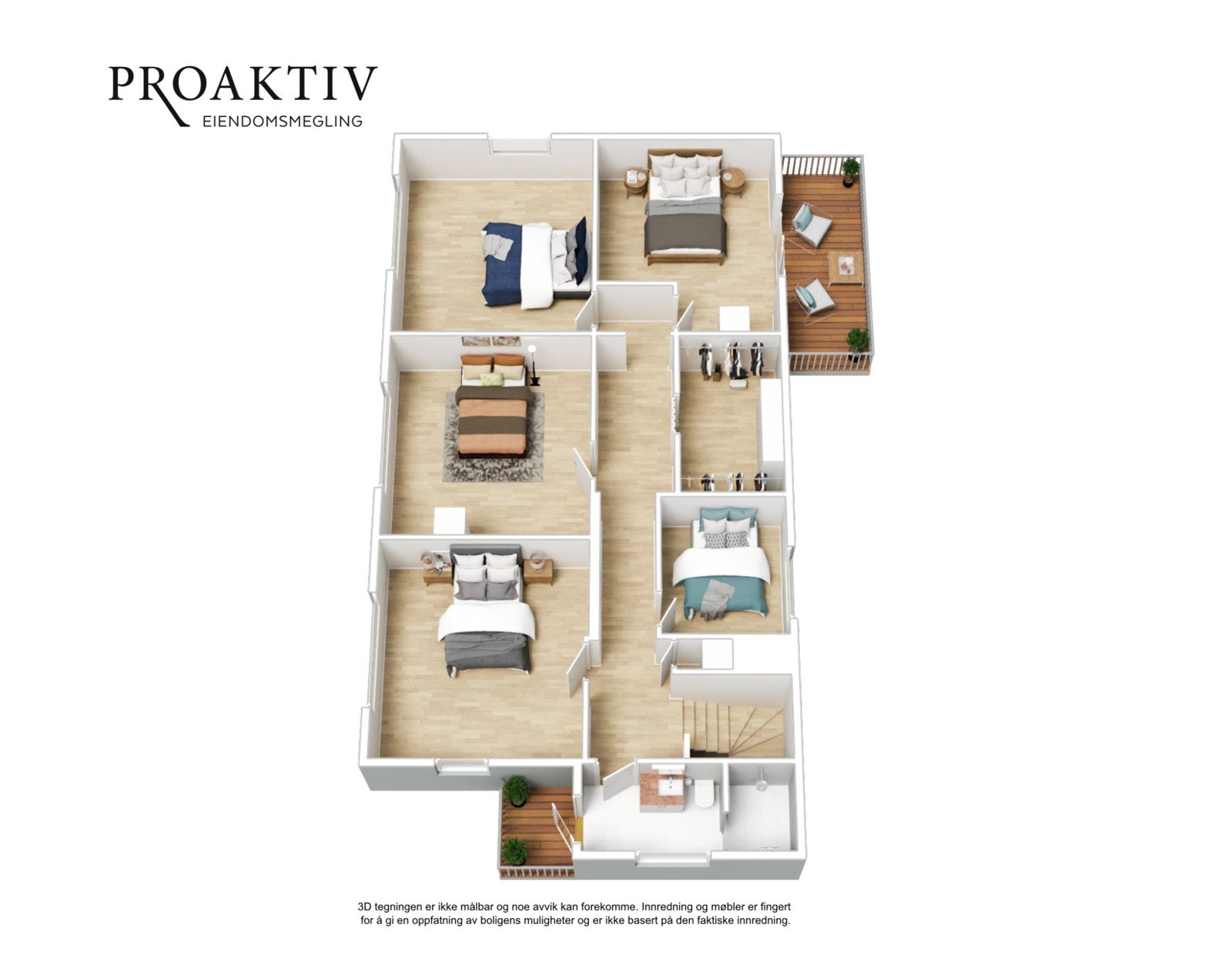 Tredimensjonal plantegning loft. Galleribilde