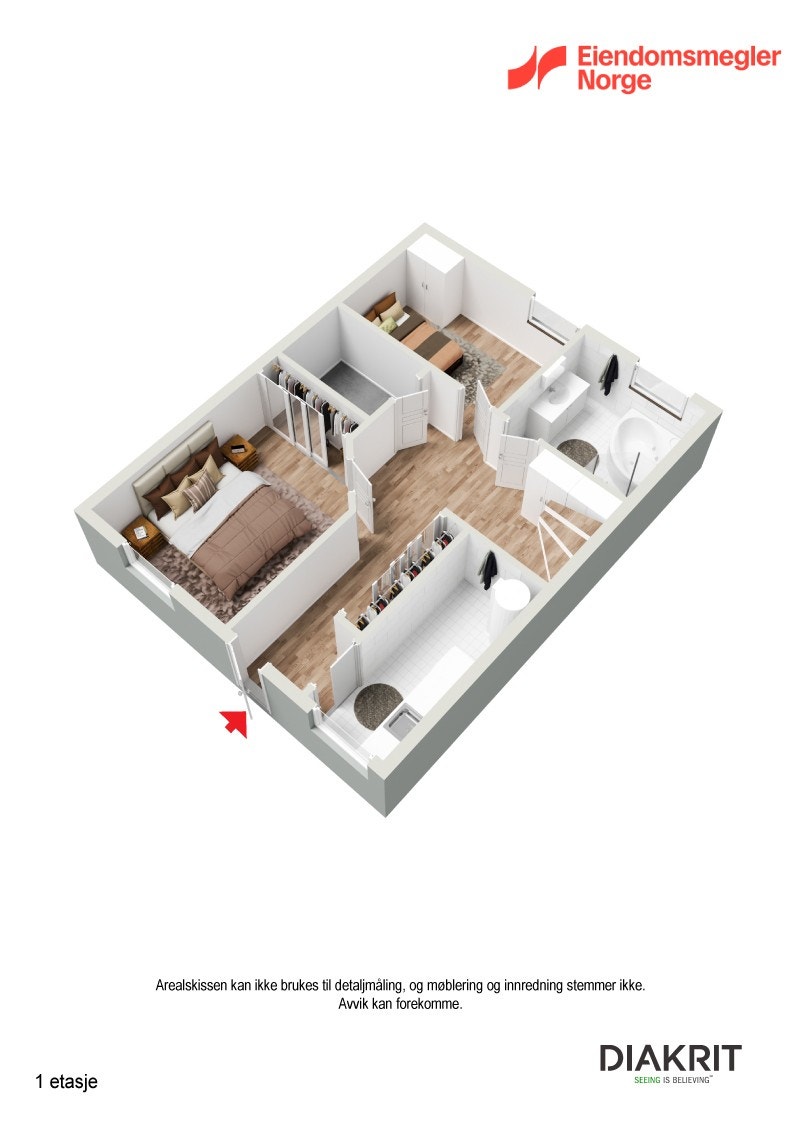 3D planskisse av underetasjen. Galleribilde