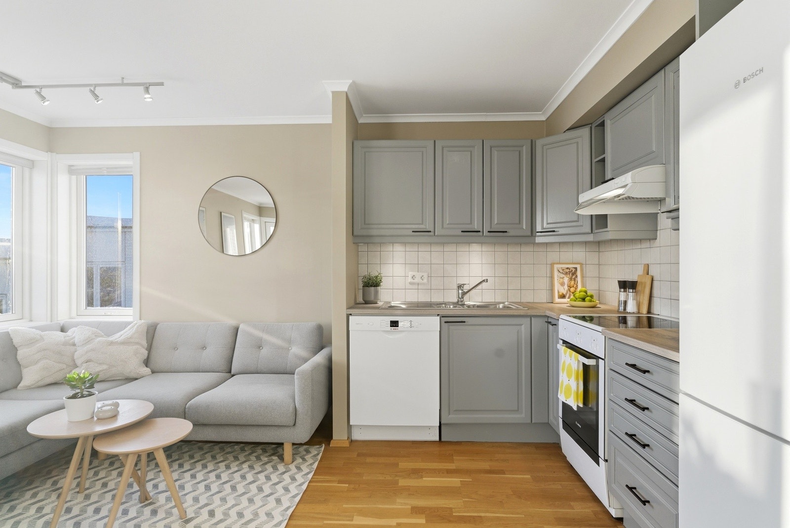 Åpen stue- og kjøkkenløsning. Galleribilde