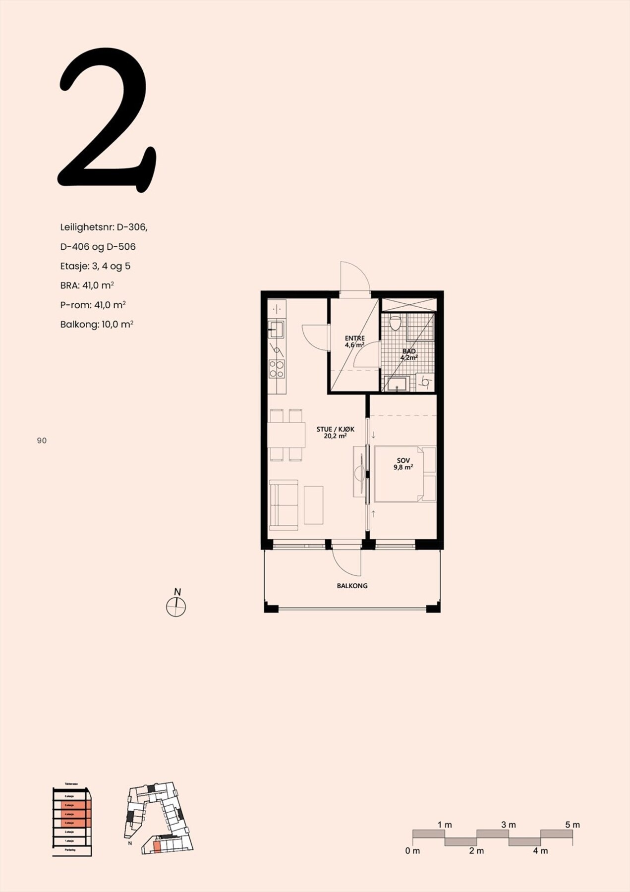 Plantegning - Leiligheten vender i sin helhet mot syd. Galleribilde
