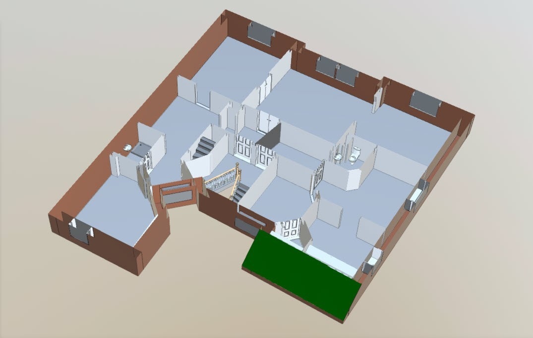 Plantegning. De tre rommene på høyre/nedre side av plantegningen vil kunne innlemmes i de øvrige lokalene med dør. . Galleribilde