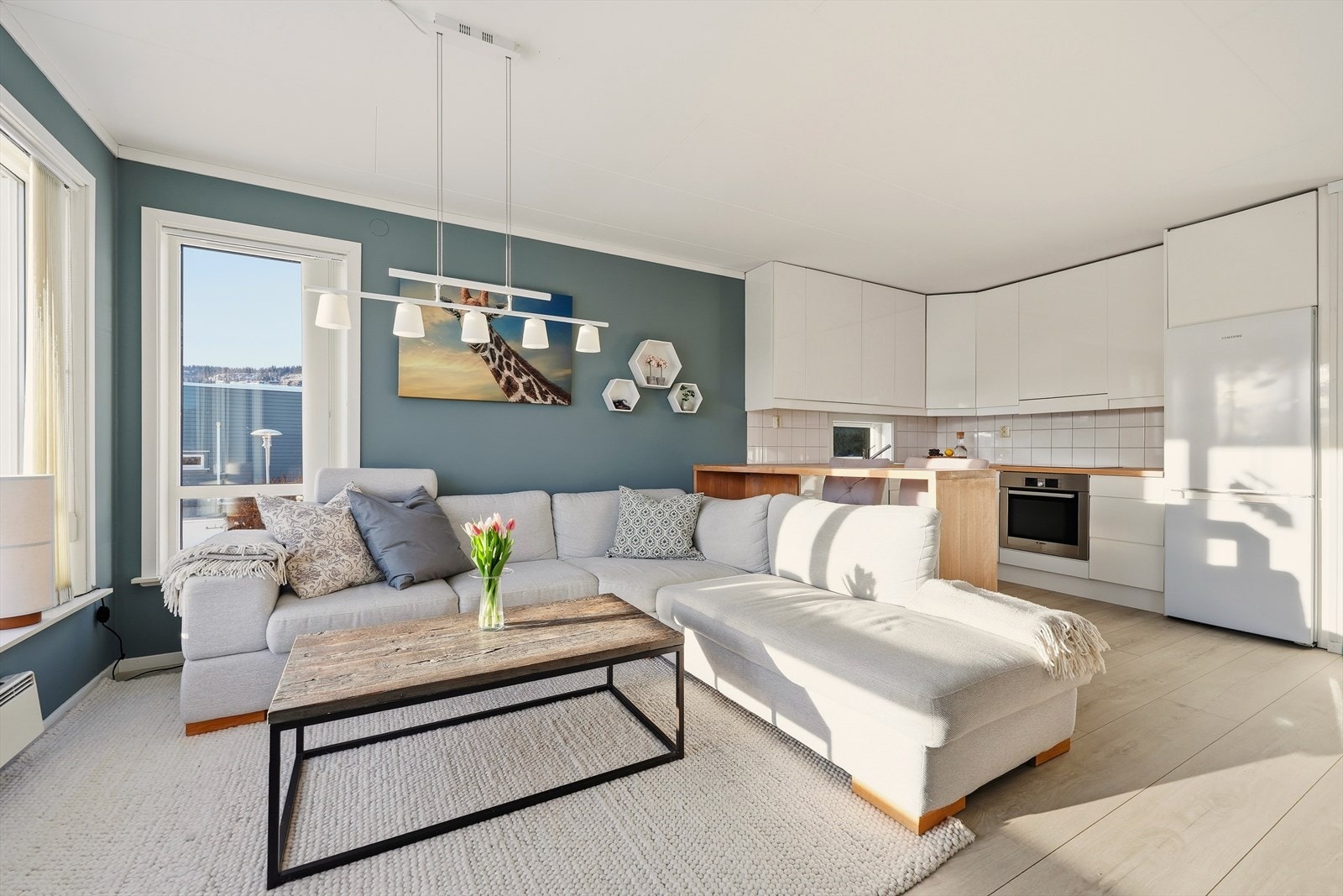 Lys og hyggelig stue med gode møbleringsmuligheter Galleribilde