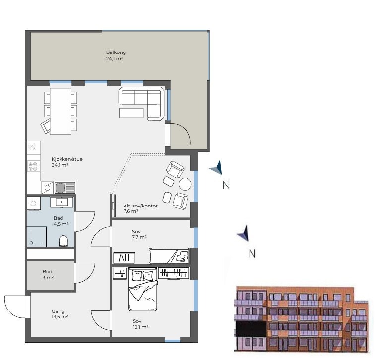 Plantegning - leilighet 206 Galleribilde