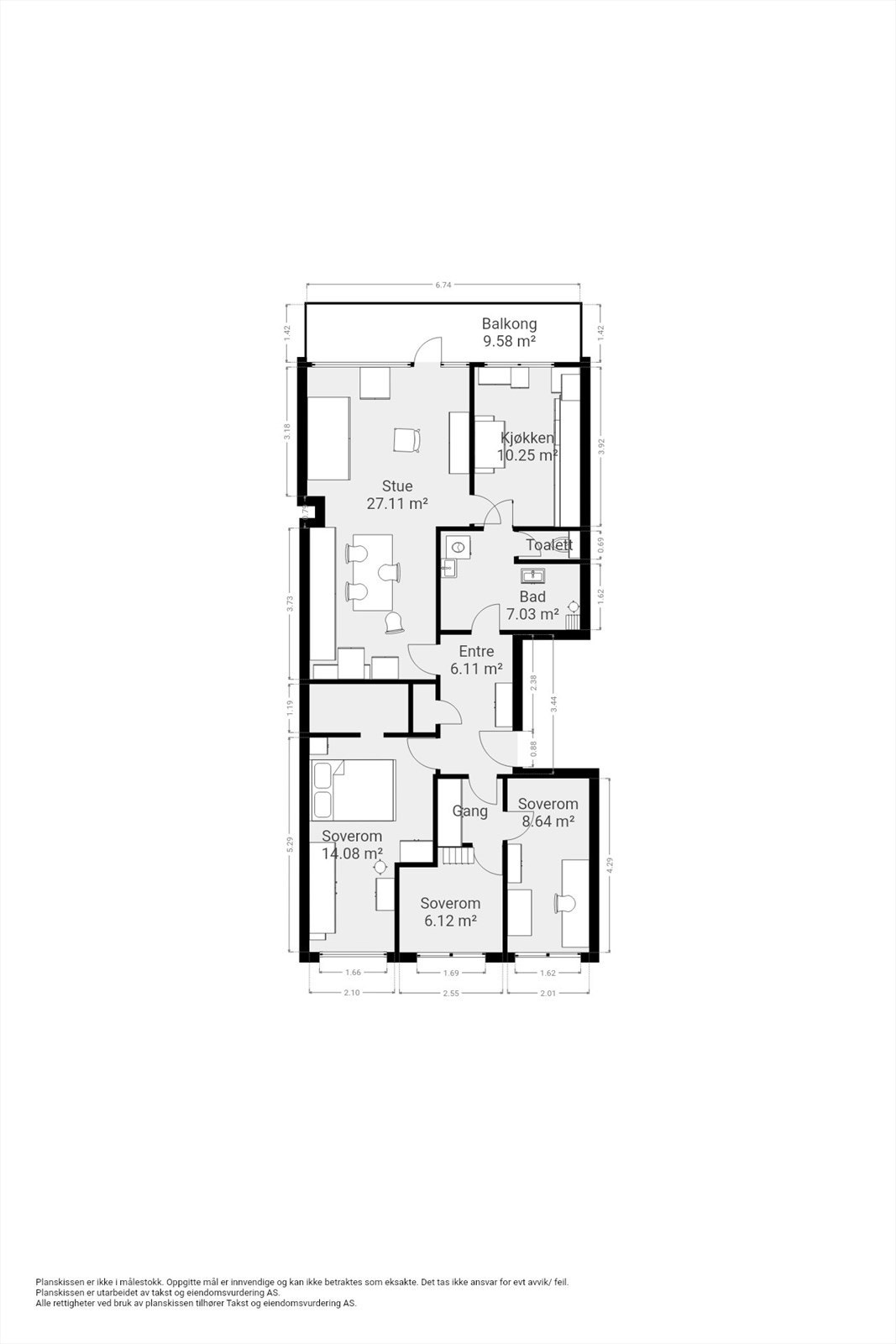 Planskisse med mål. Galleribilde