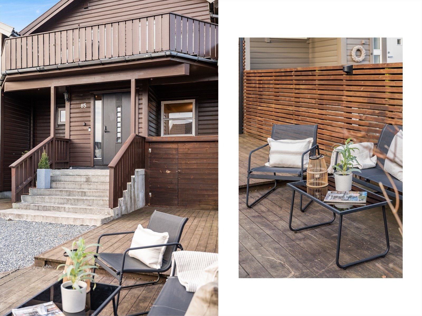 Du møtes av en velstelt eiendom opparbeidet med uteplass i front, samt et trivelig og overbygget inngangsparti. Galleribilde