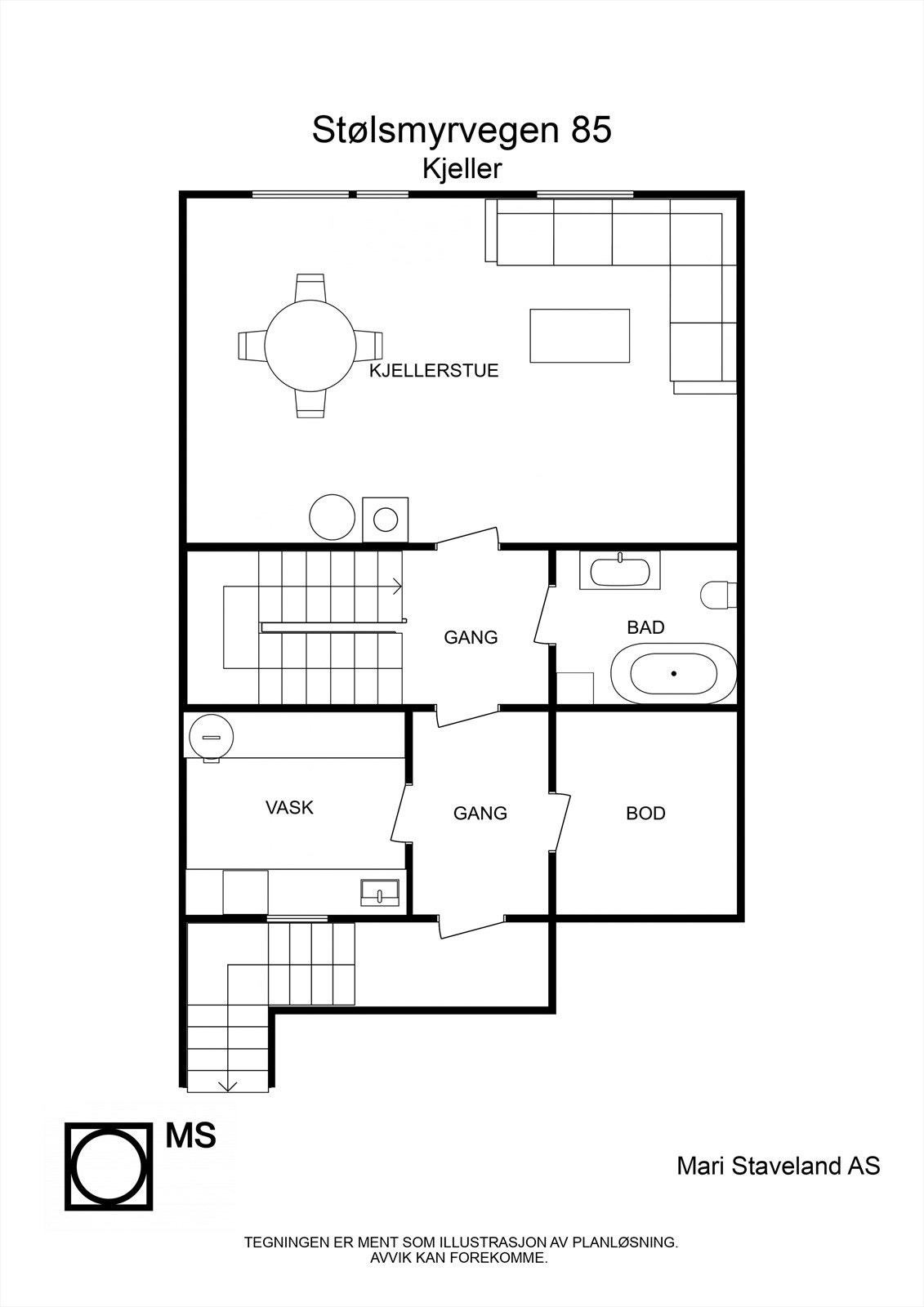Planløsning u.etasje. Galleribilde