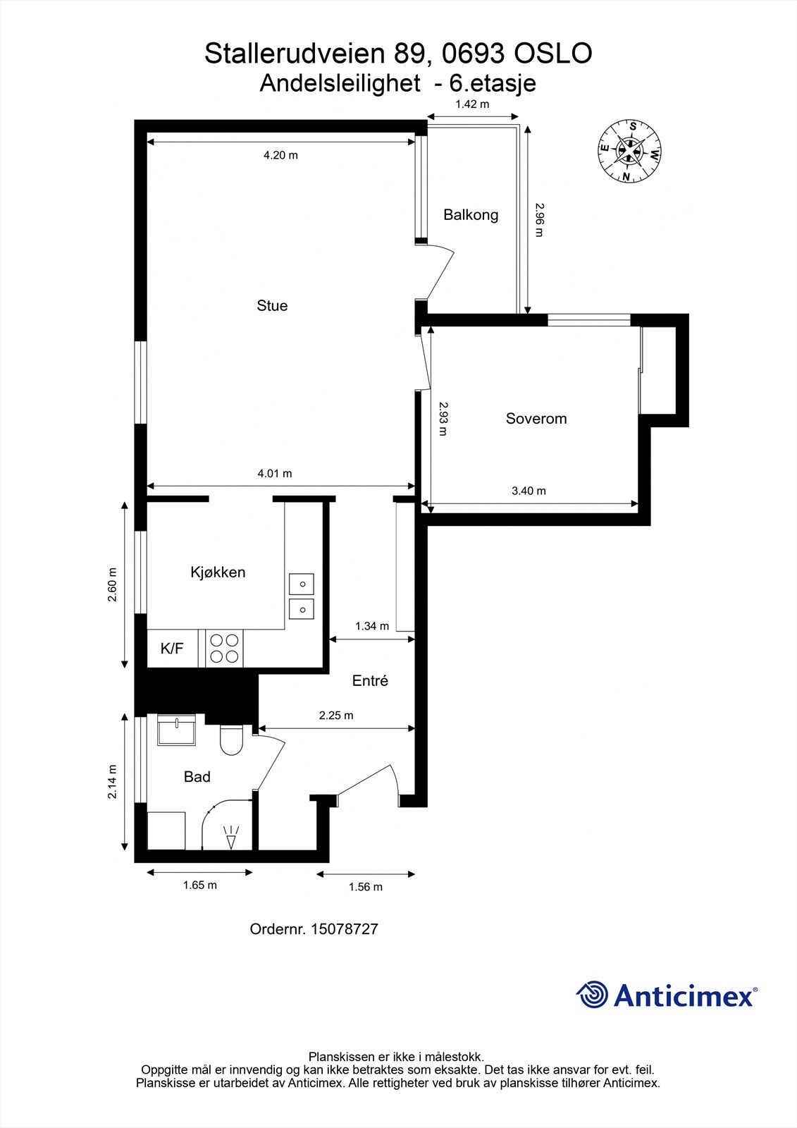 Plantegning - Andelsleilighet - 6. etasje. Galleribilde