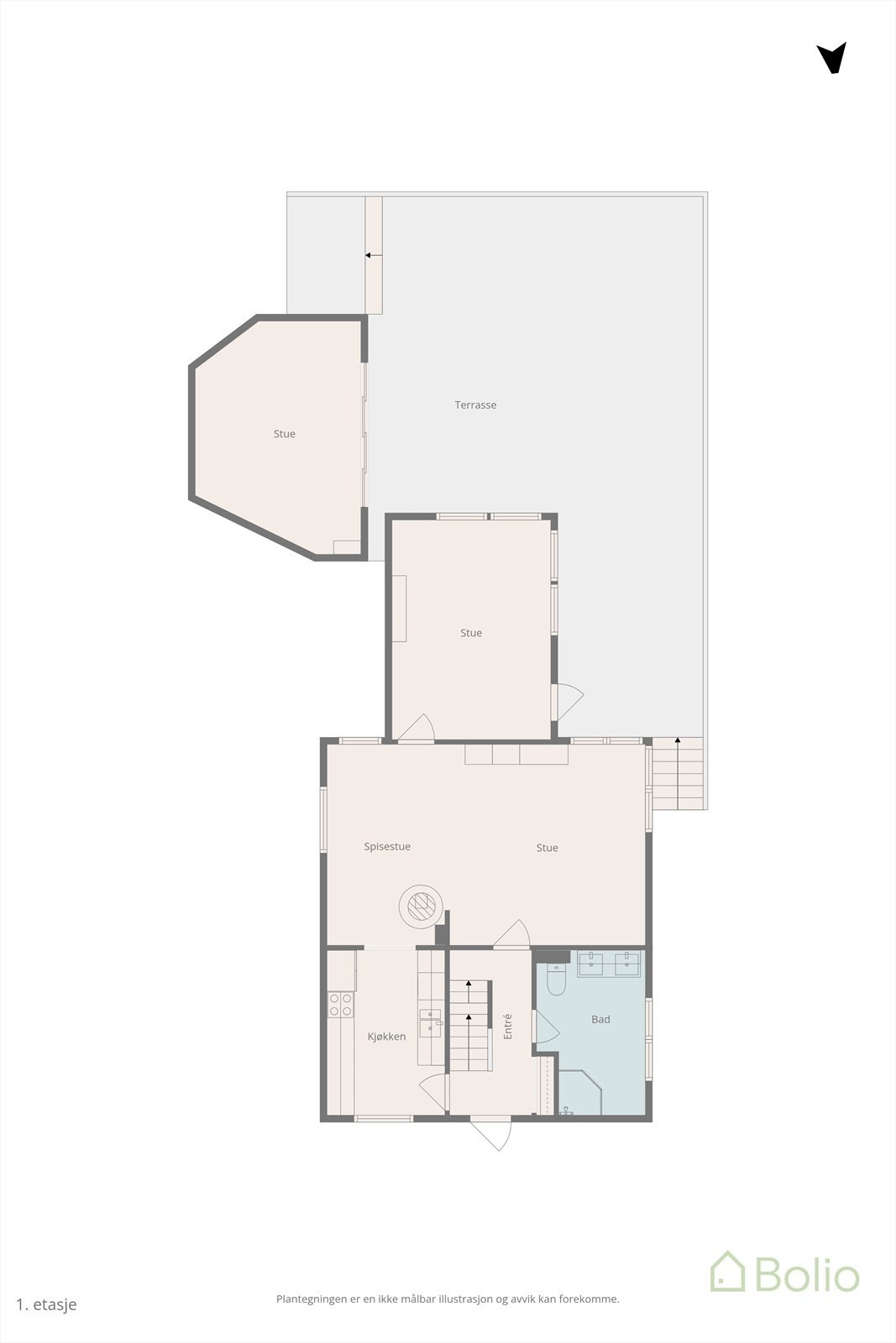 Plantegning hovedetasje. Galleribilde