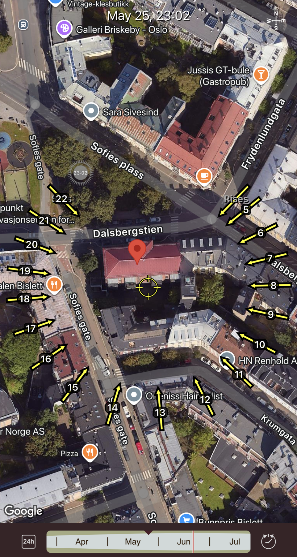 Solkart som viser solens bane på sommerstid. Galleribilde