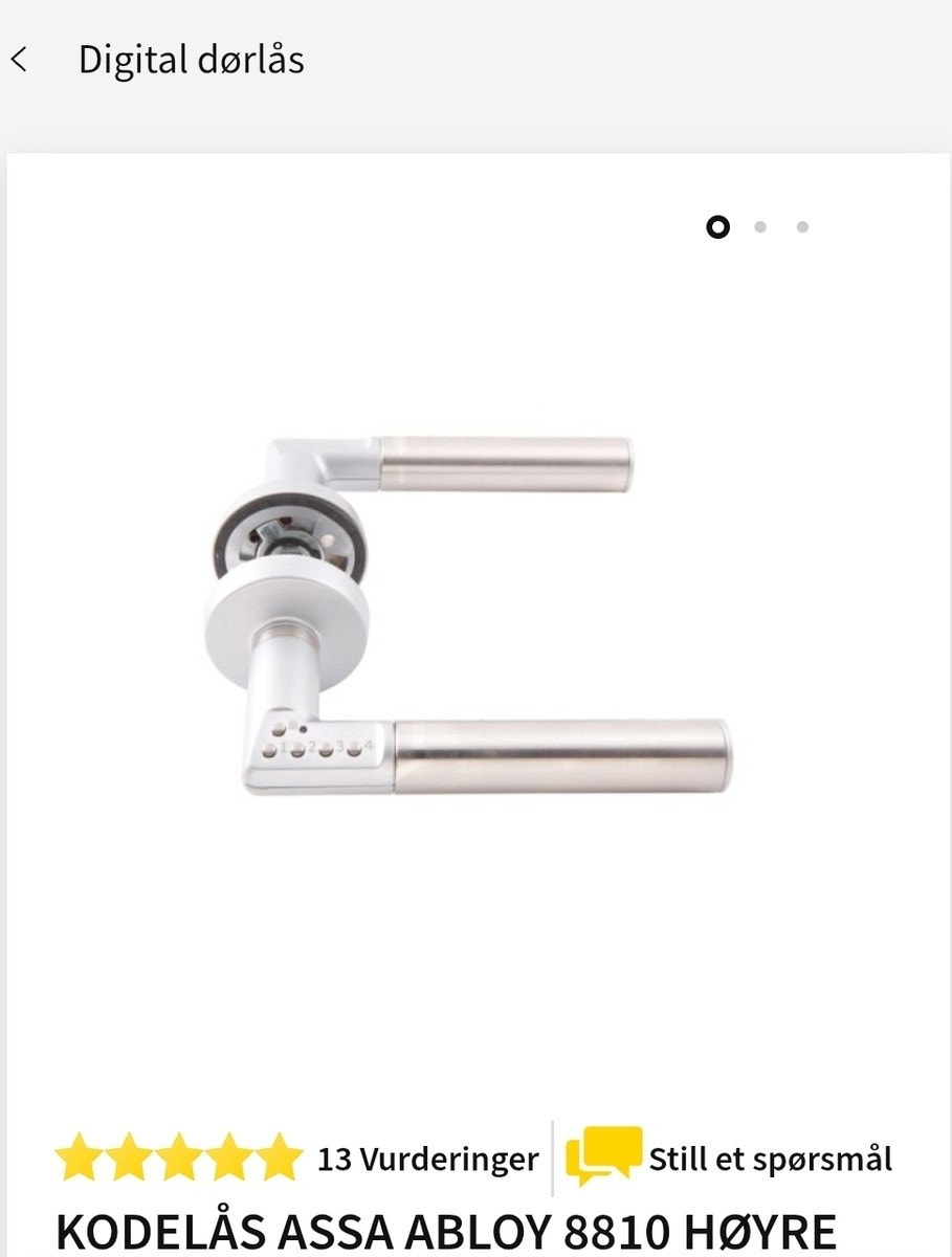 Alle soverom har dørhåndtak med kodelås Galleribilde