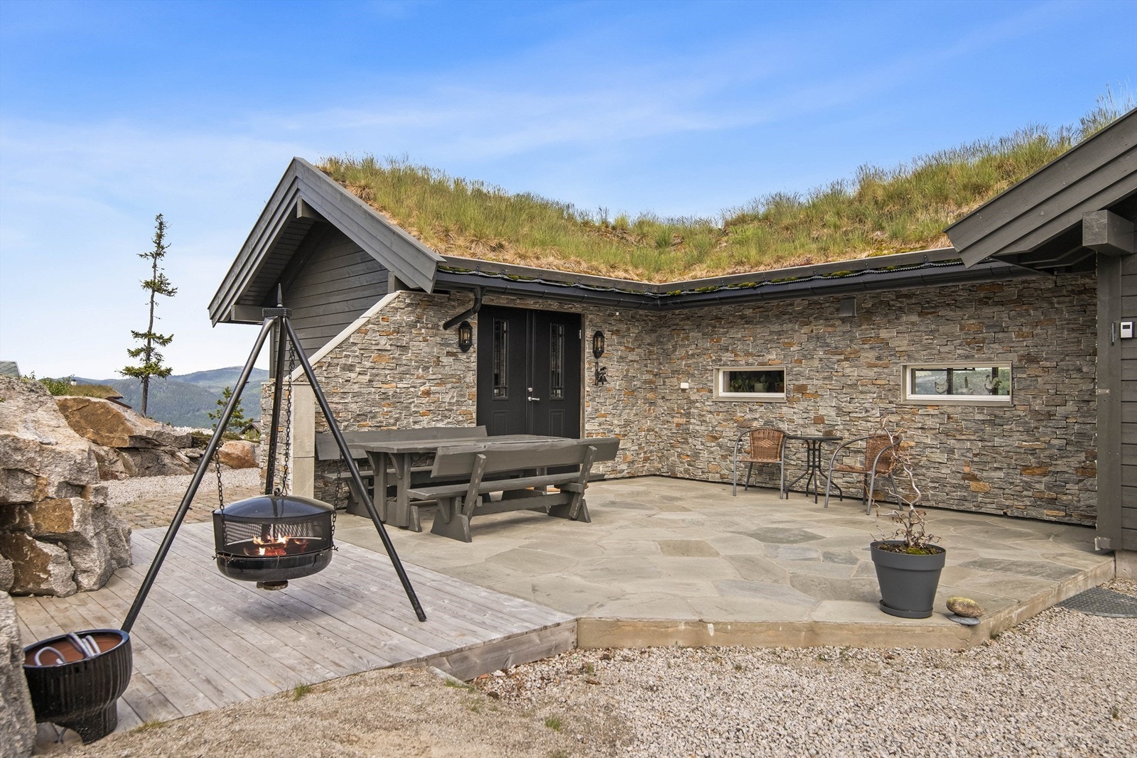 Nydelig terrasse med skifer Galleribilde