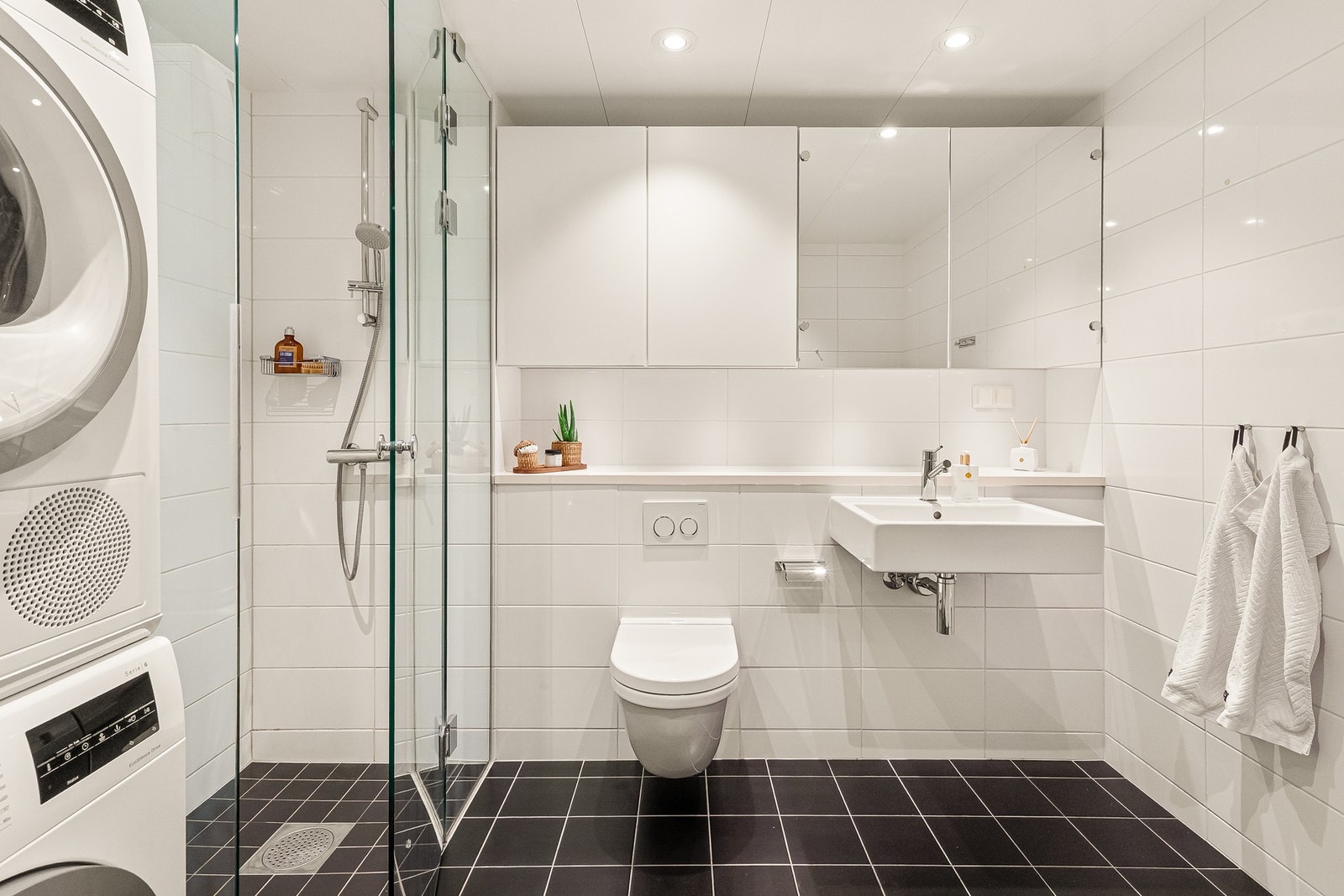 Det er opplegg for både vaskemaskin og tørketrommel. Galleribilde