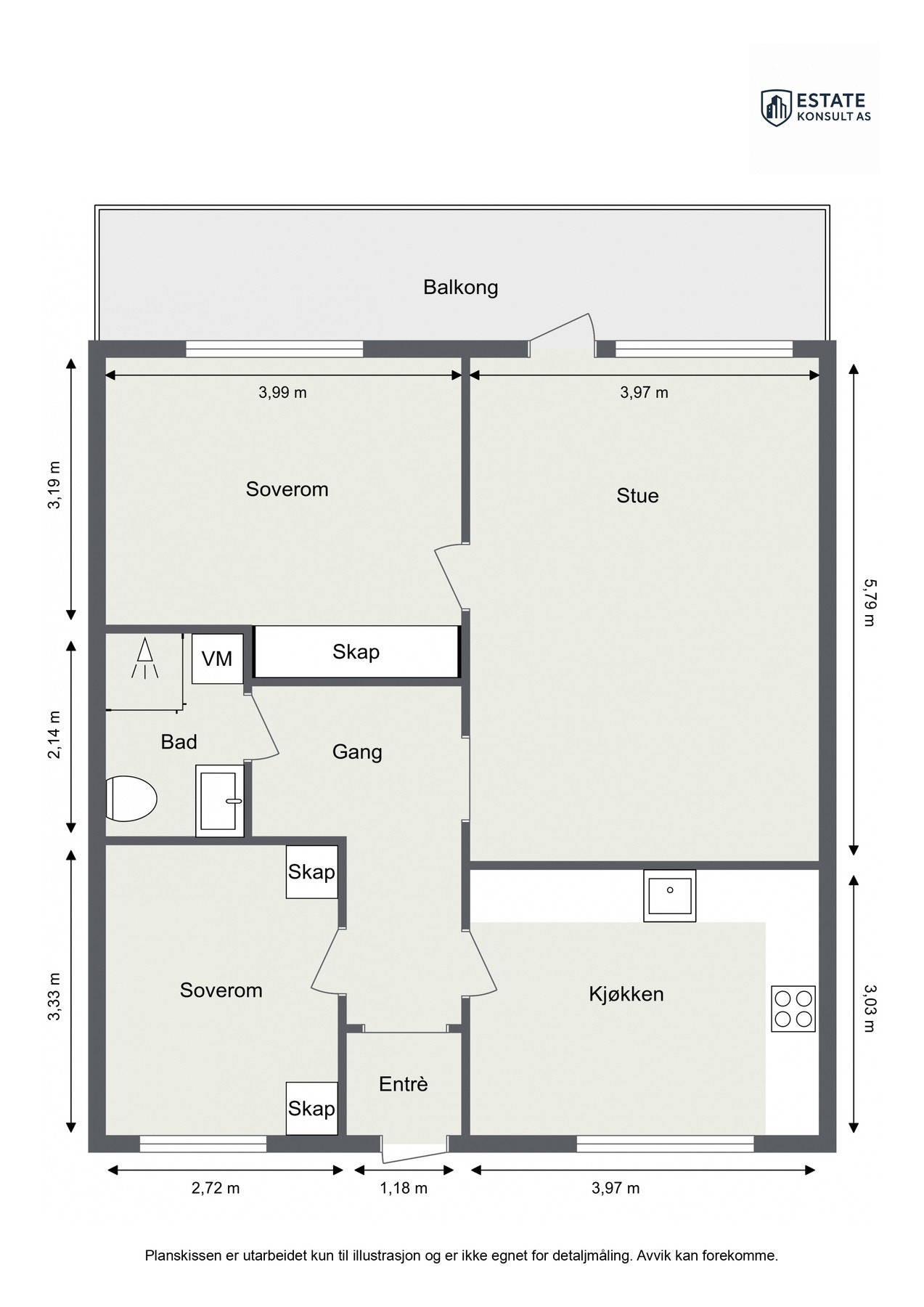 For en ekstra liten oversikt får du først se plantegningen over leiligheten. Galleribilde