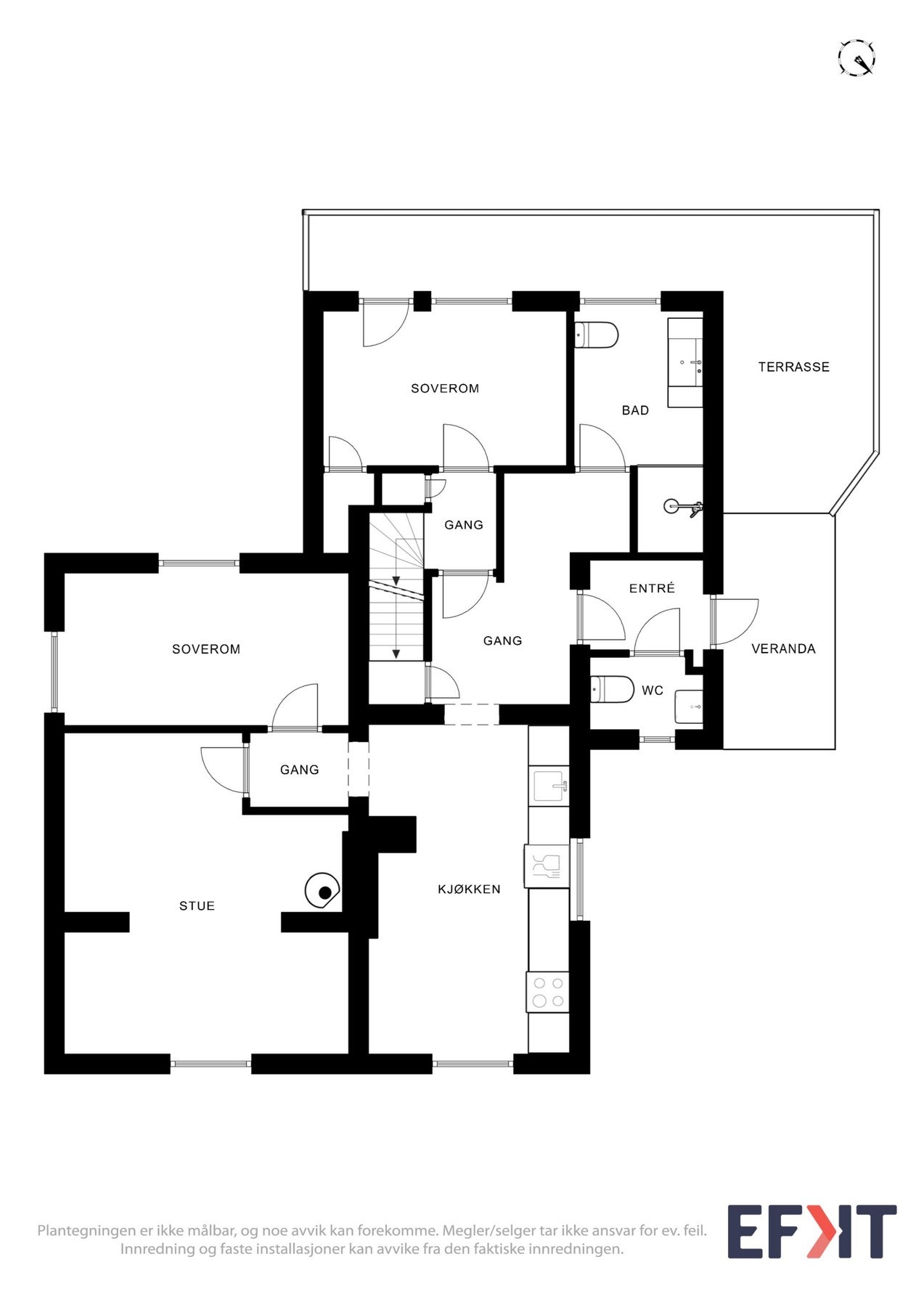 Plantegning som viser planløsningen a 1. etasje. Galleribilde