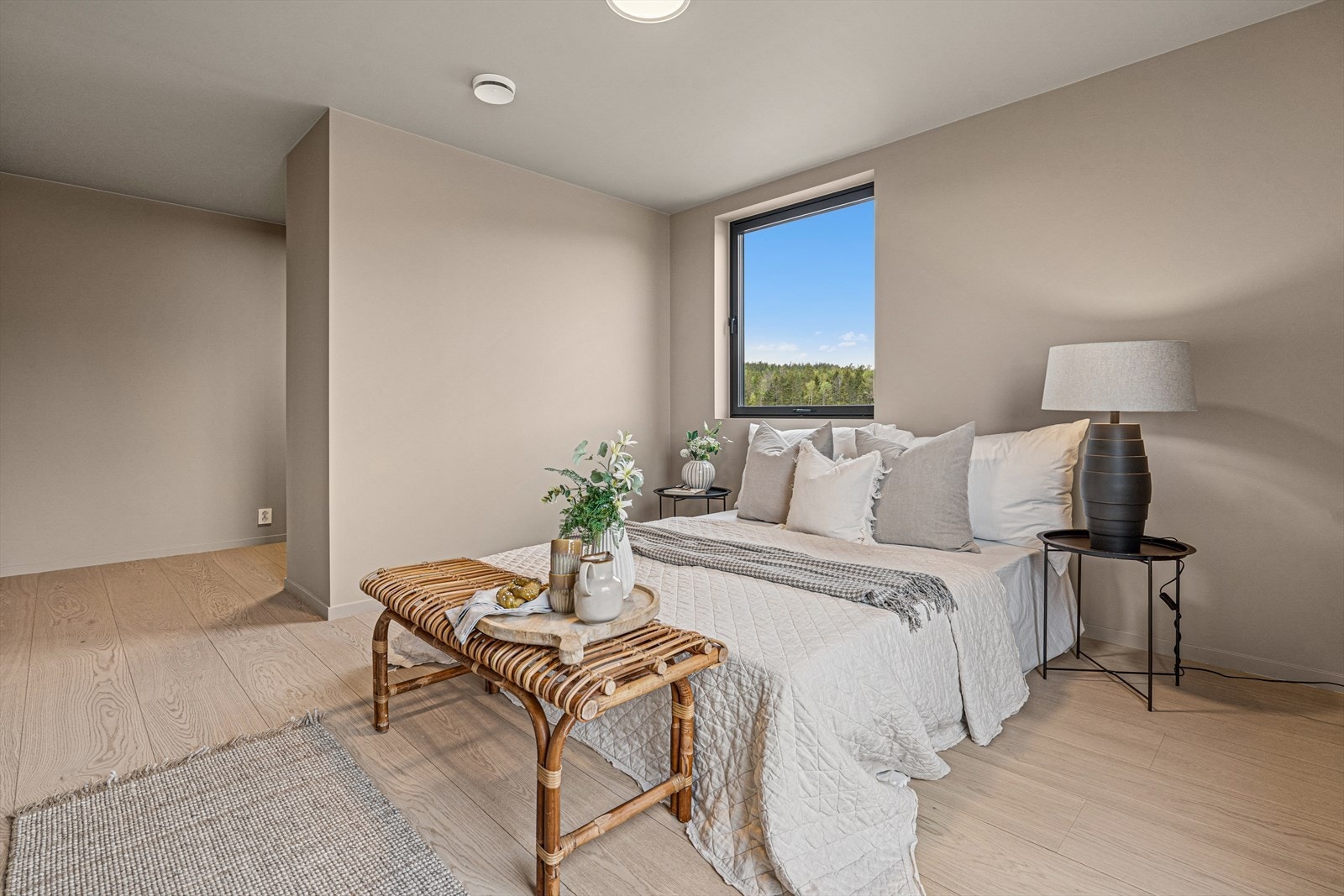 Vinduet bak sengen er ikke i denne leiligheten. Galleribilde