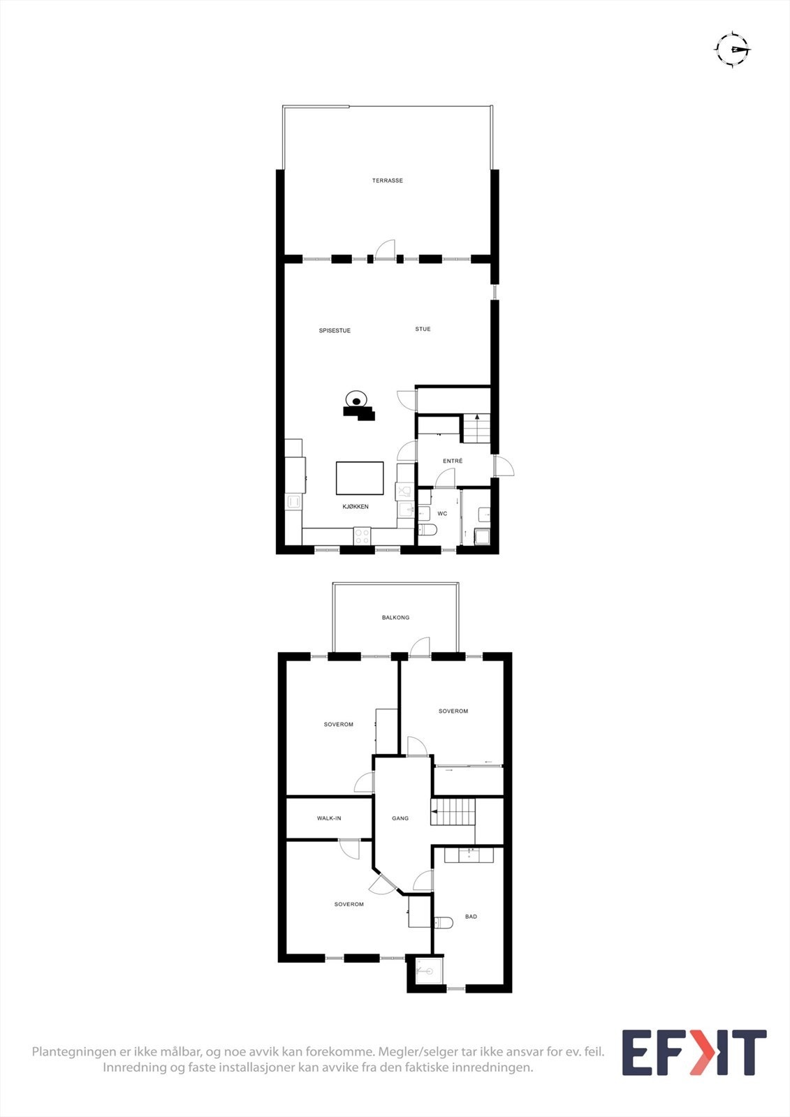 Plantegningen er ikke målbar, og noe avvik kan forekomme. Megler selger tar ikke ansvar for ev. feil. Innredning og faste installasjoner kan avvike fra den faktiske innredningen. Galleribilde