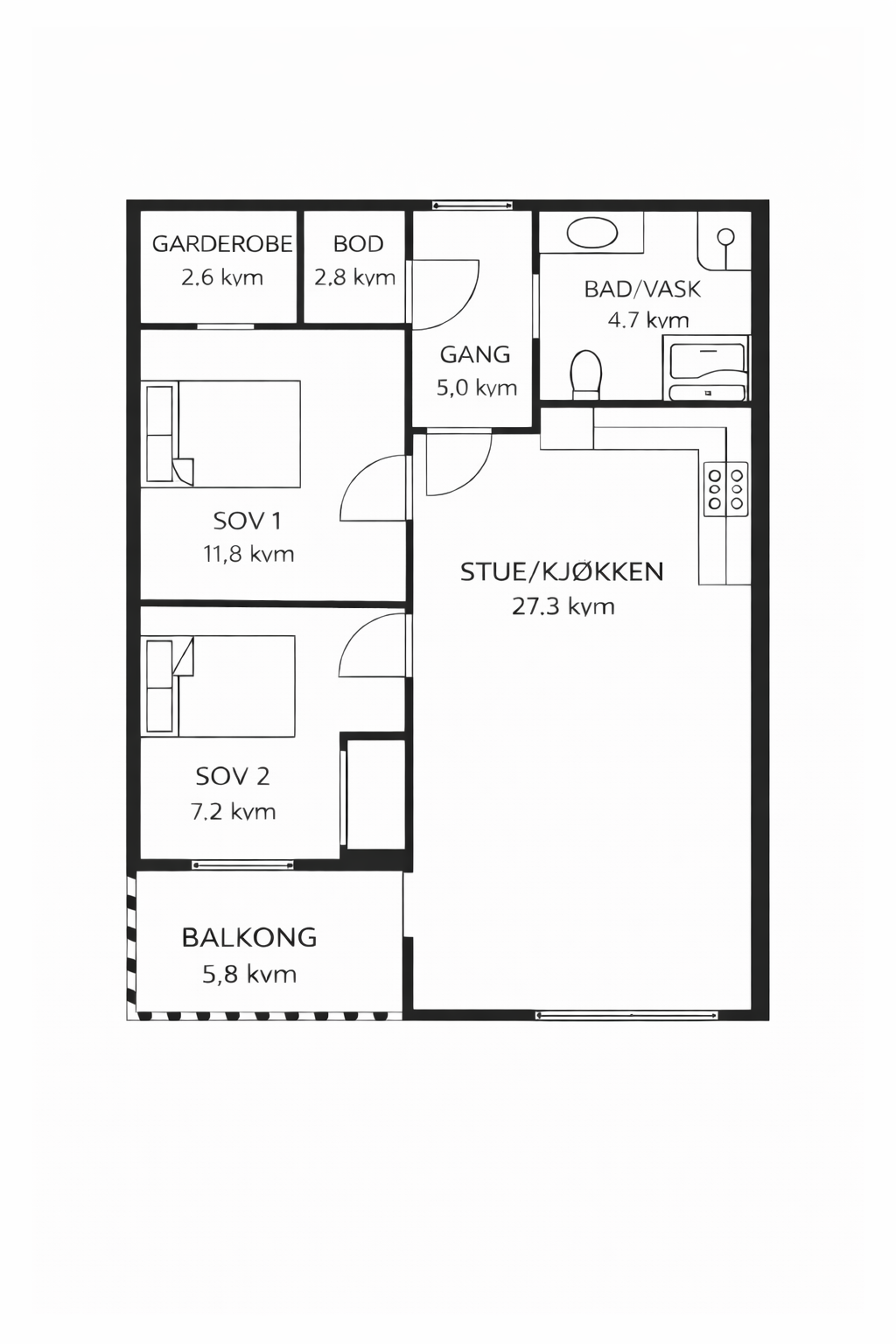 Planskisse 1. etasje - (Tegningen er en planskisse og gjør ikke krav på å være korrekt i alle detaljer eller målestokk) Galleribilde