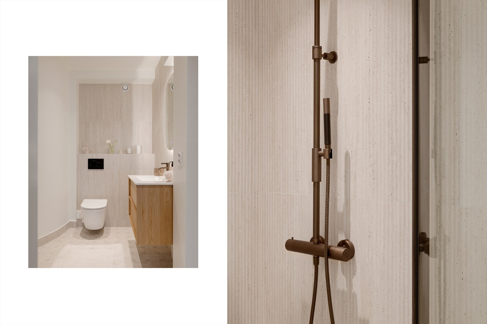 Baderommet er totalrenovert i 2026 og fremstår som romslig og eksklusivt. Galleribilde