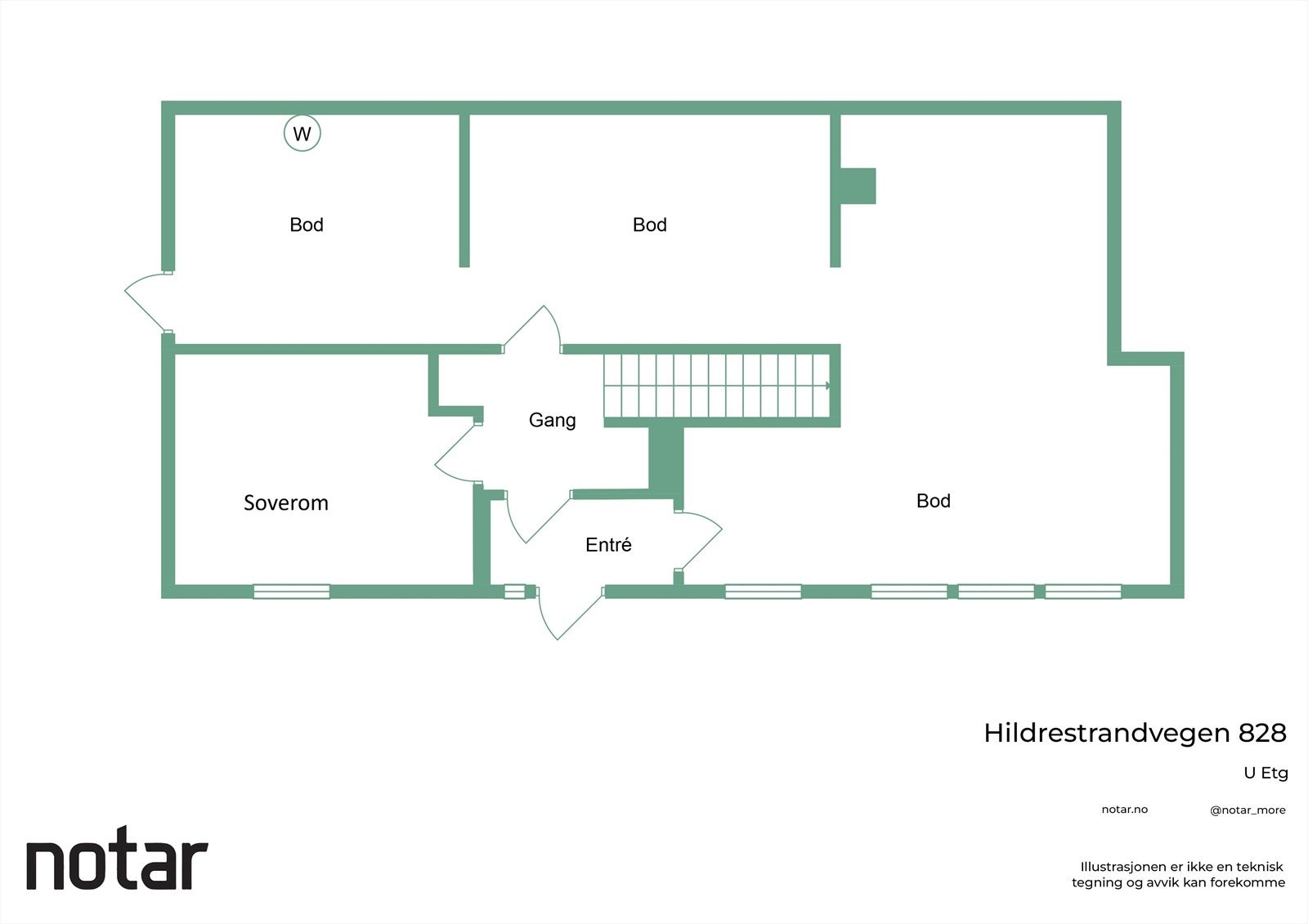Underetasjen har et soverom og flere boder, men er for det meste uinnredet. Galleribilde