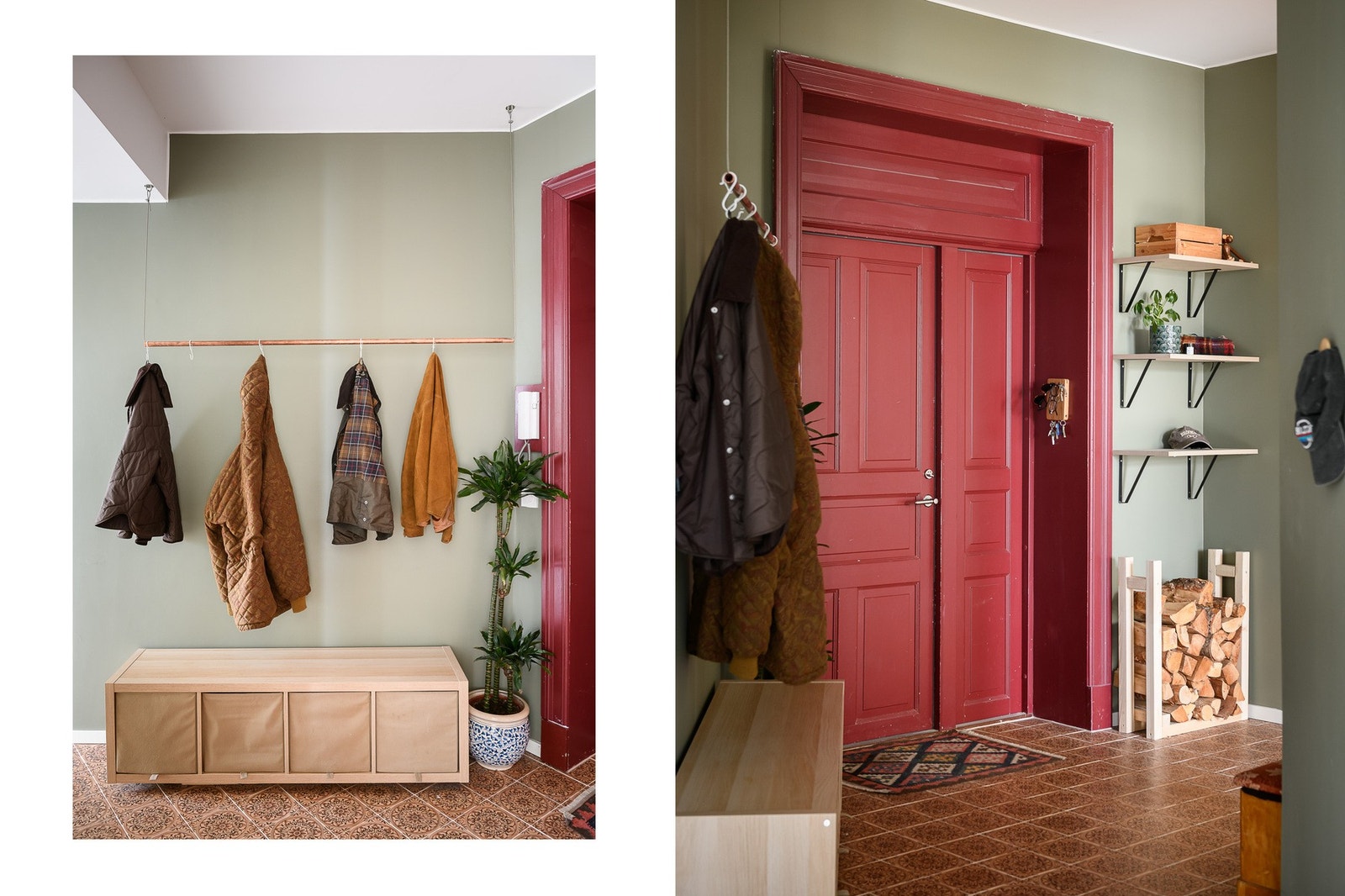 Leiligheten har to separate innganger, én fra hovedtrappen og én fra baktrappen. Galleribilde