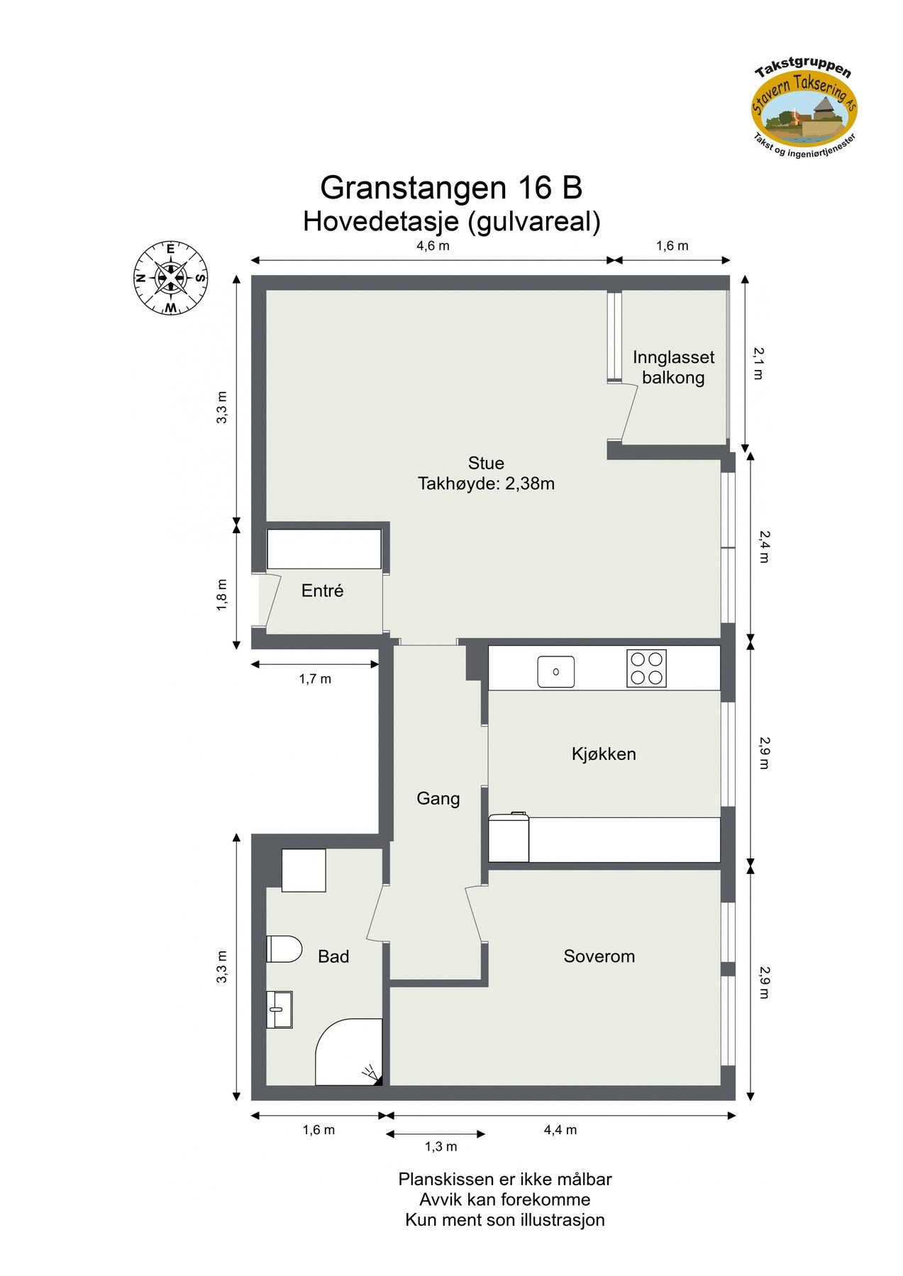 Målsatt plantegning. Galleribilde