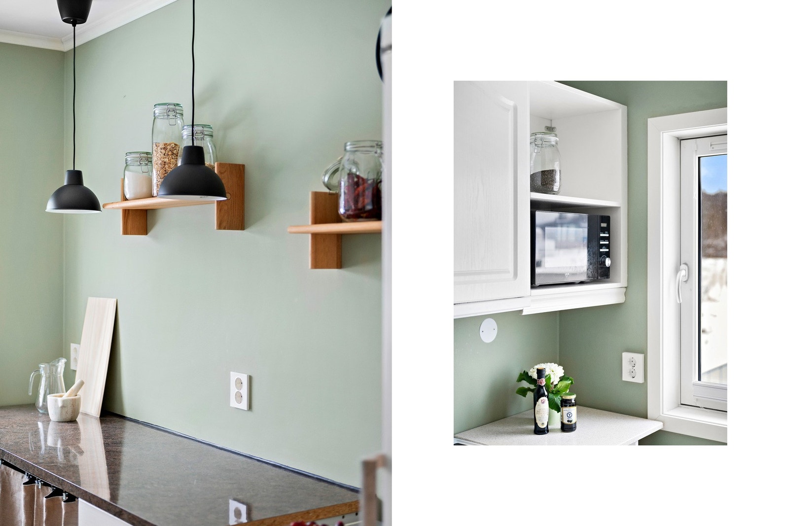 Her er det godt med skapplass, og det er utstyrt med frittstående hvitevarer. Galleribilde