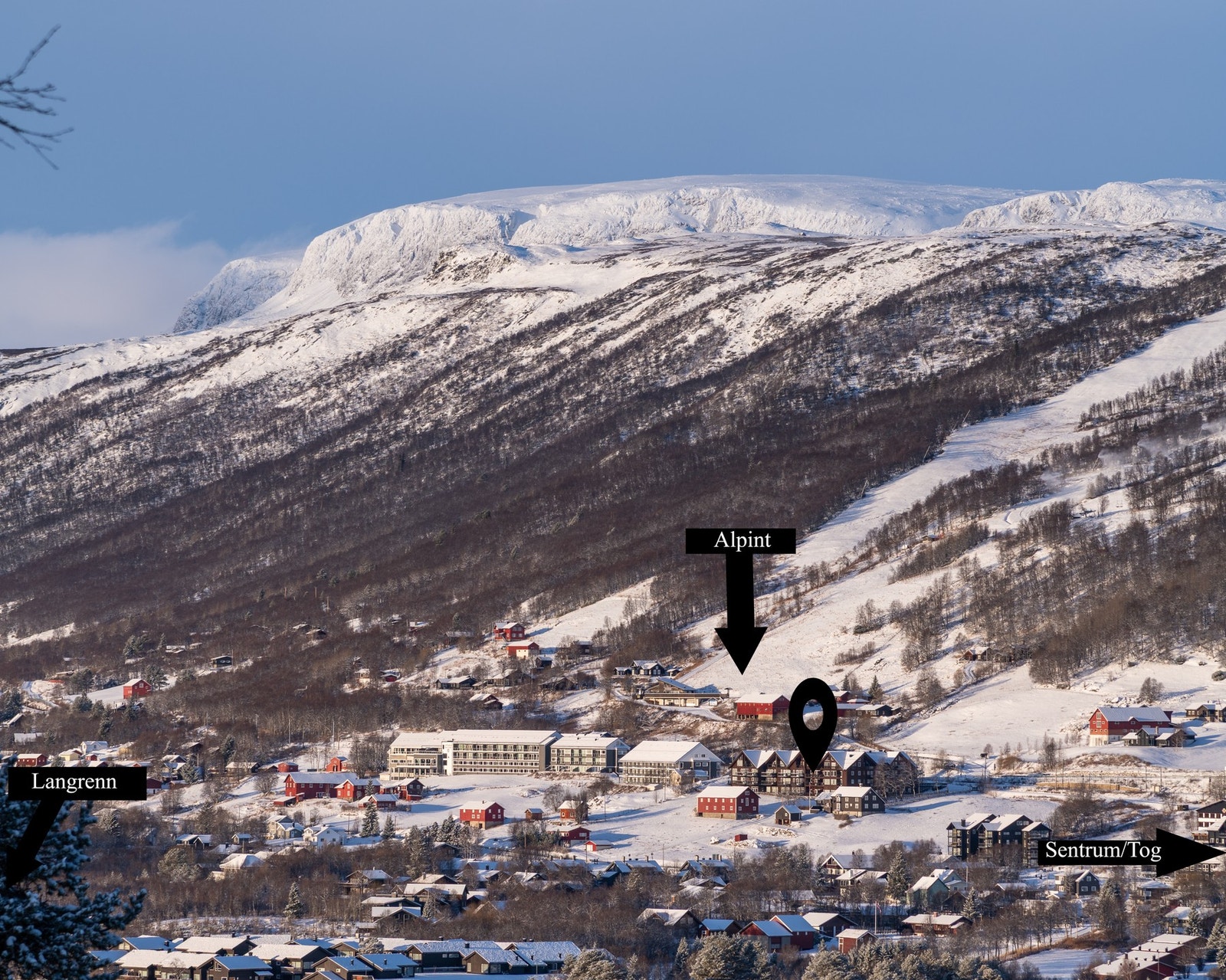 Leiligheten ligger nær både langrennsløyper, alpinanlegg og Geilos handelsliv Galleribilde