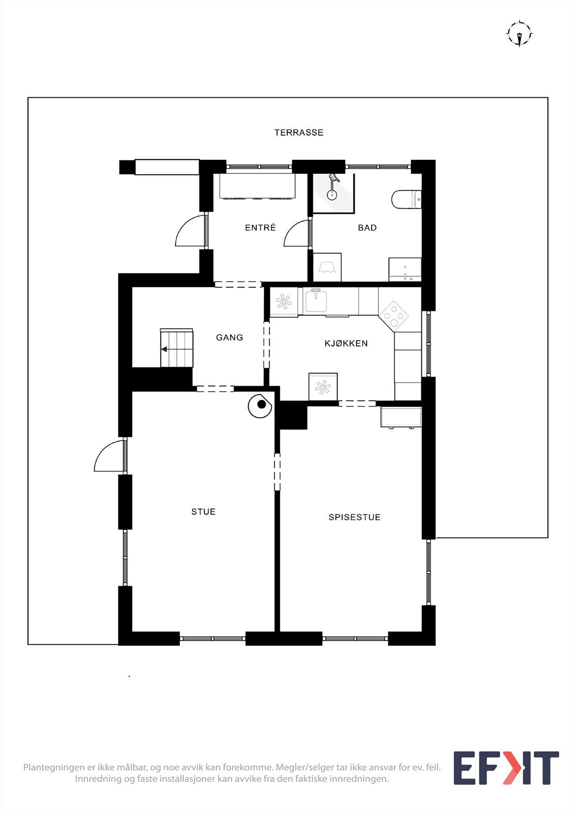 Plantegning kårbolig 1 etg. Galleribilde
