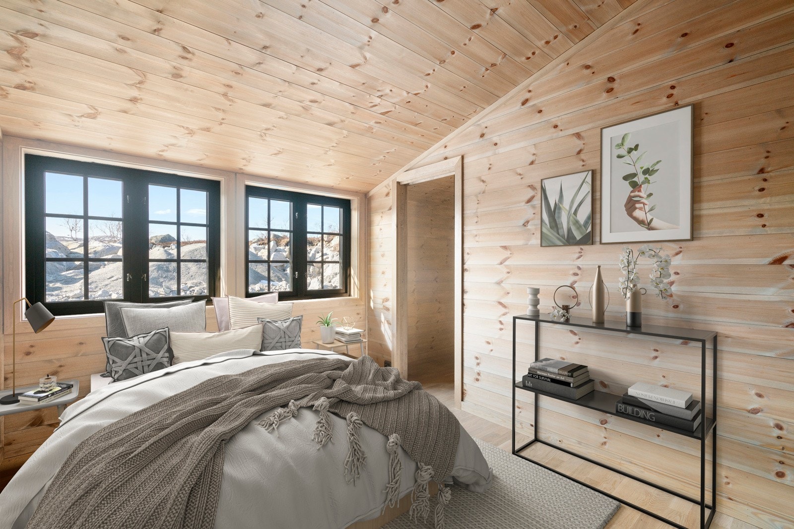 Hovedsoverom med egen walk-in og privat bad. Digitalt stylet. Galleribilde