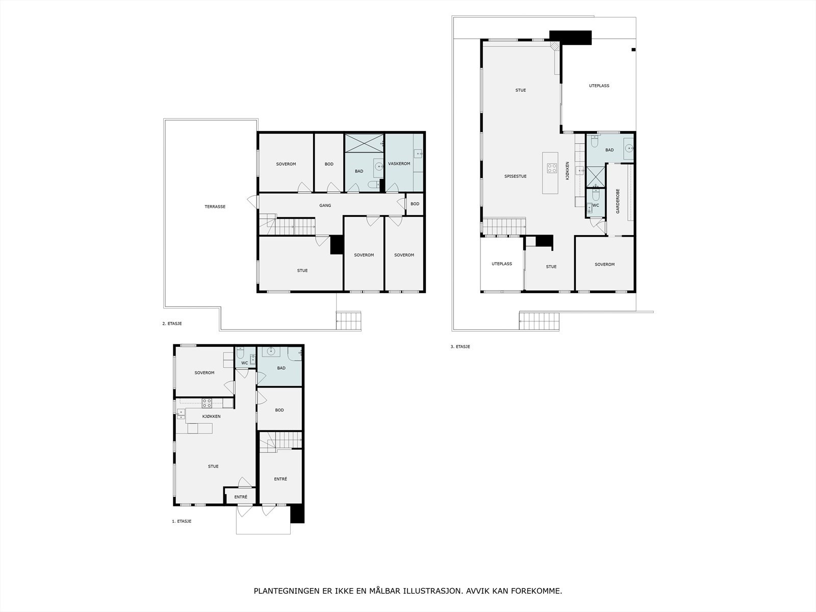Plantegning over alle etasjene. Galleribilde