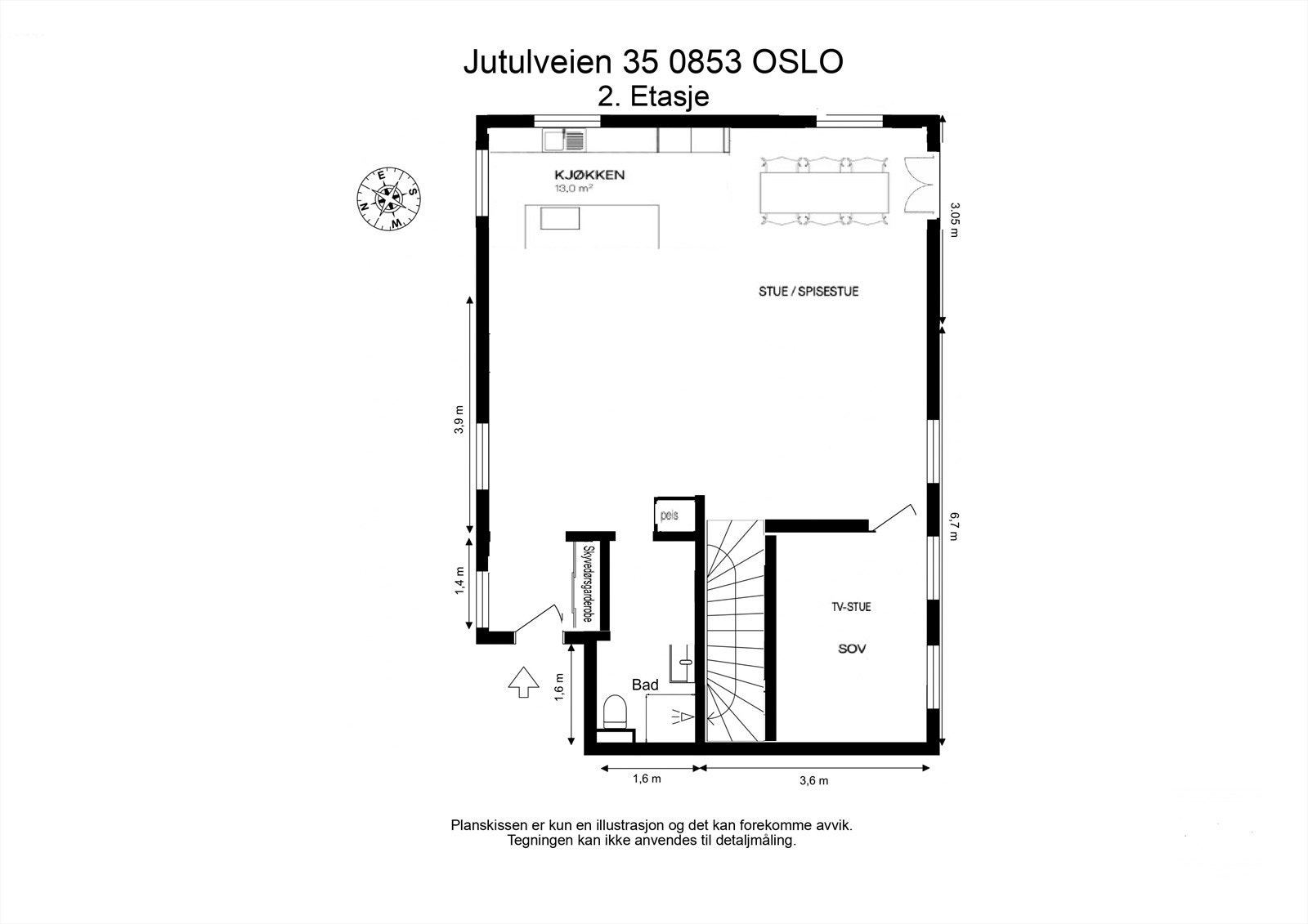 Ved utbygging så har vi laget et mulig forslag til planskissen. Dette er kun ment for illustrasjon, og megler har ikke undersøkt om løsningen lar seg gjøre. Galleribilde