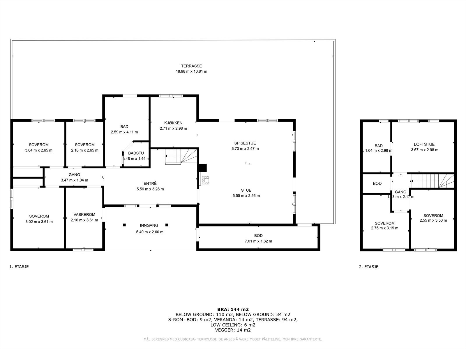 Planteikning av h.etg. og 2.etg. Galleribilde