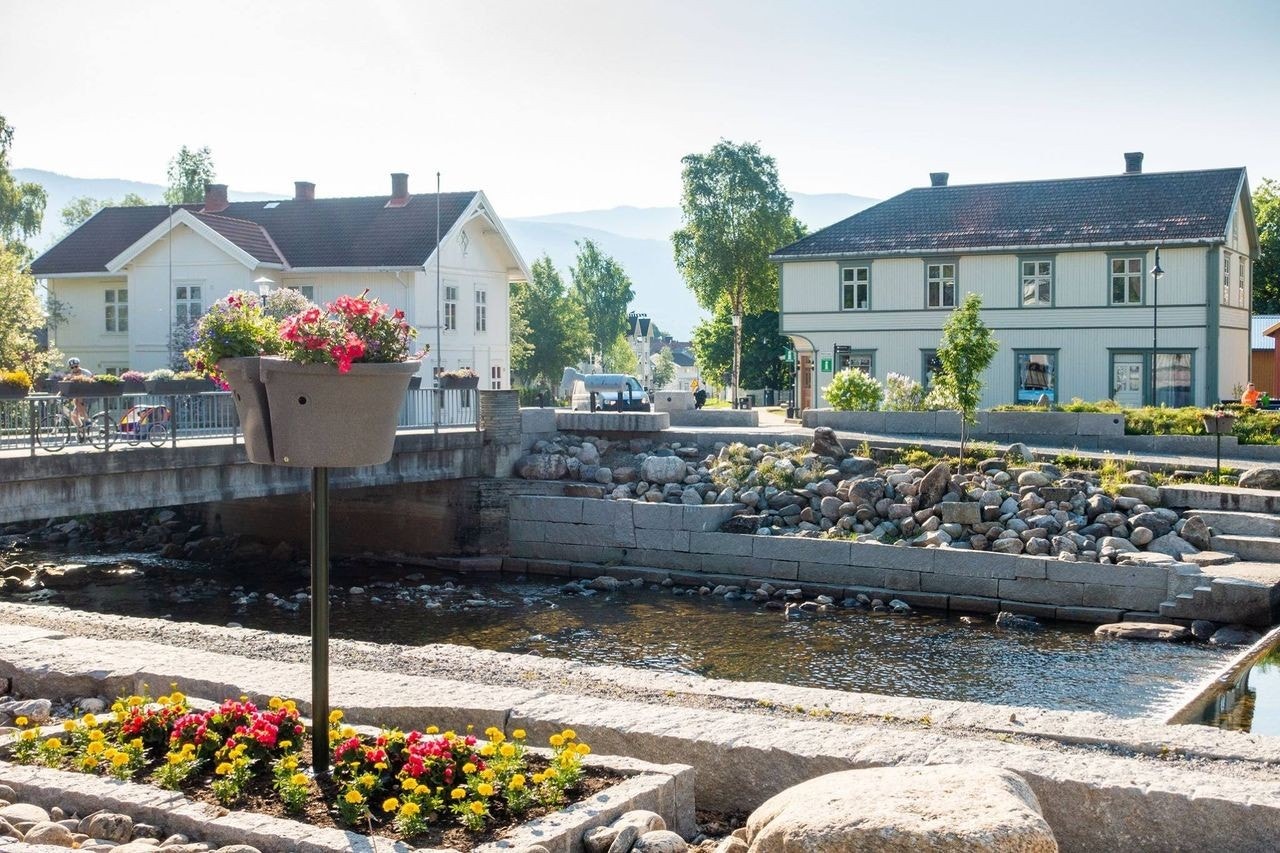 Nesbyen sentrum har det man trenger av handel og service. Bildet tatt fra gamle Nes Galleribilde