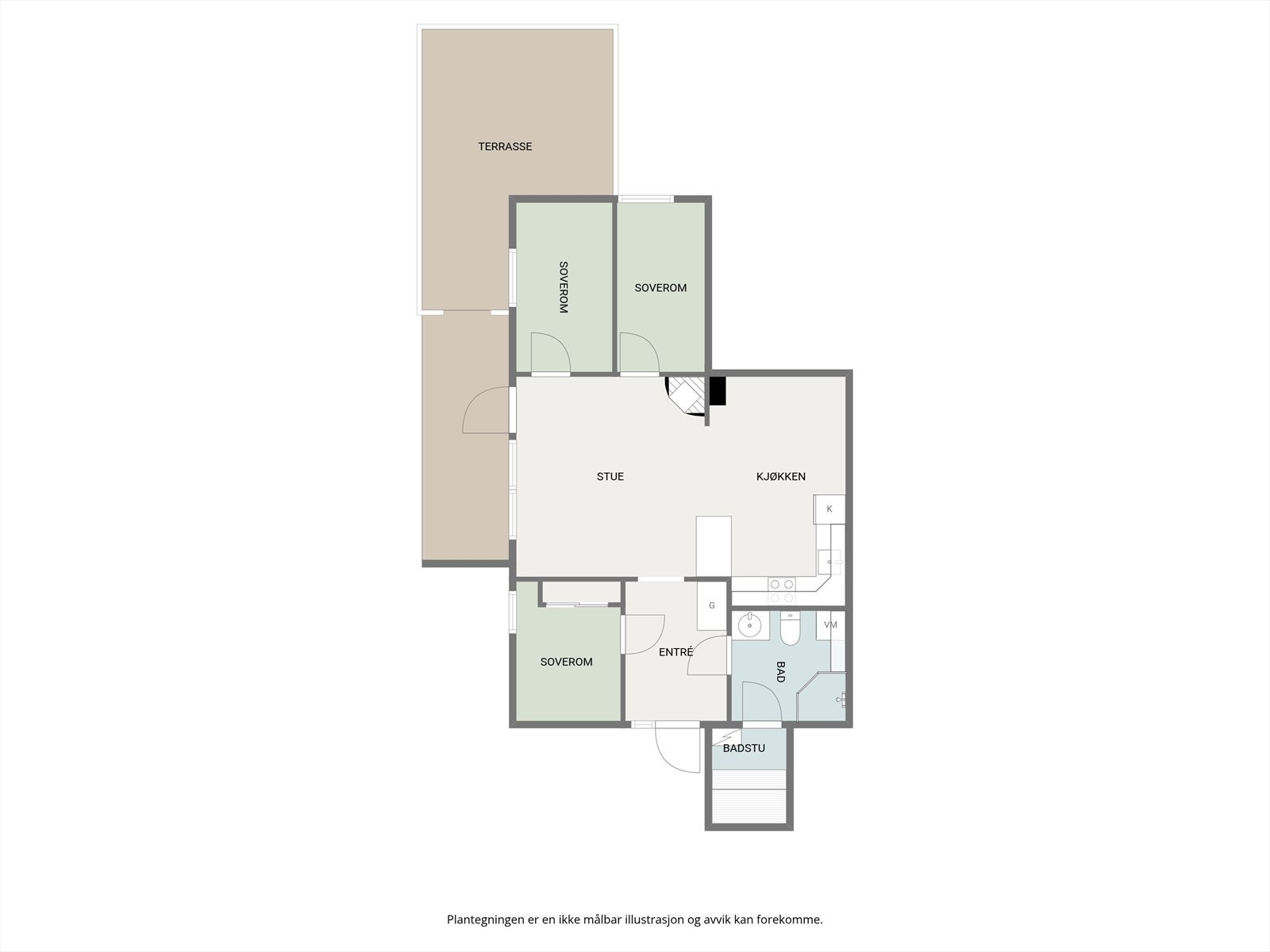 Plantegning - det er i tillegg bod i leveggen på terrassen Galleribilde