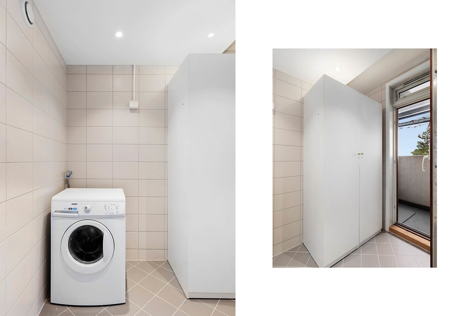 Vaskerom med opplegg for vaskemaskin og garderobeskap Galleribilde