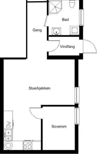Plantegning- deler av første etg. egen inngang Galleribilde
