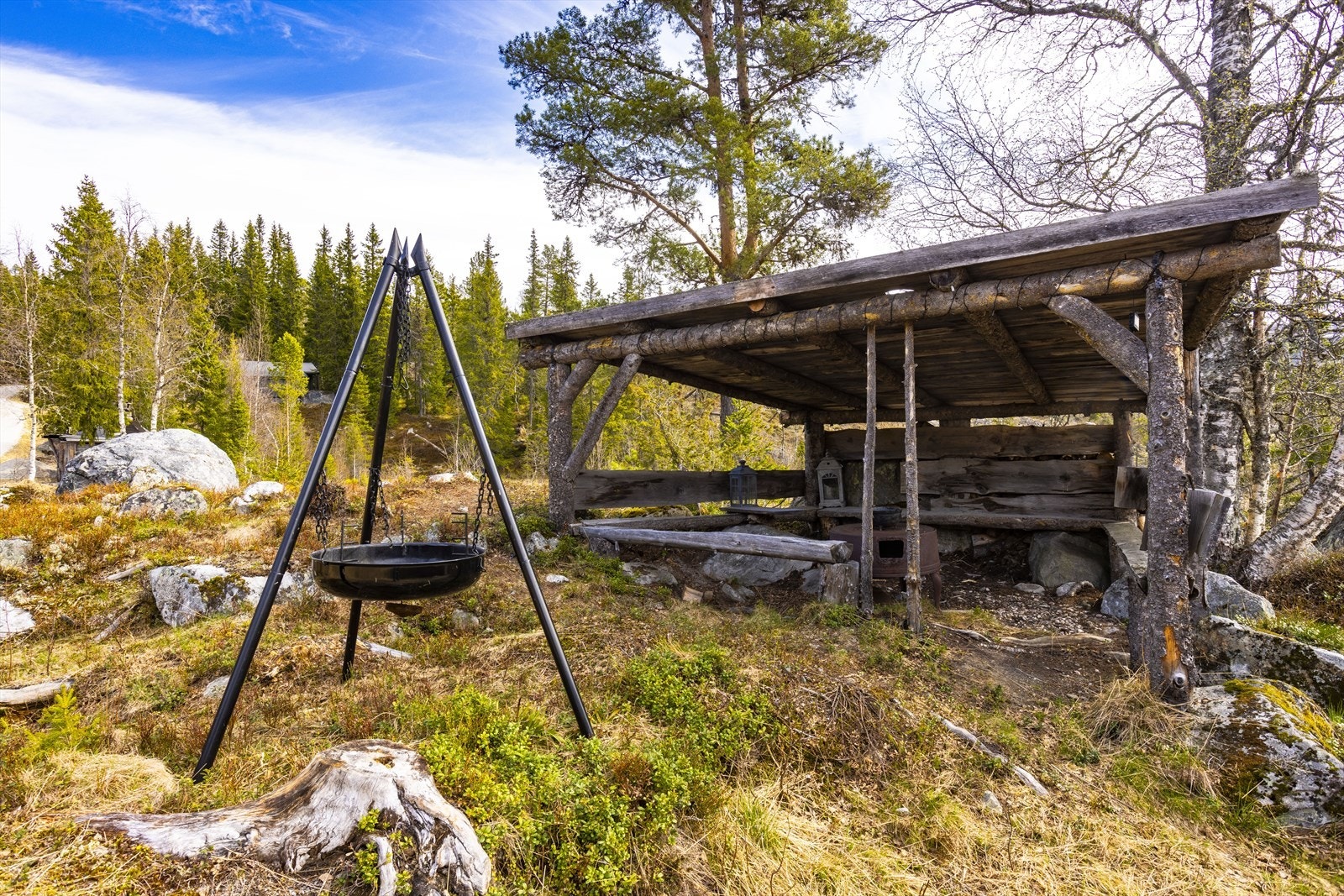 Koselig gapahuk med bålplass. Galleribilde